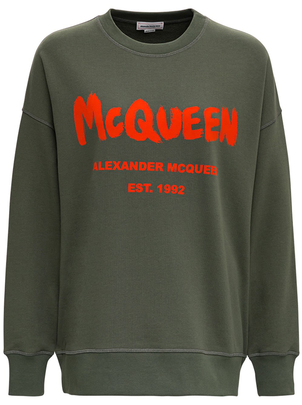 Alexander McQueen Green Cotton Sweatshirt With Logo Print