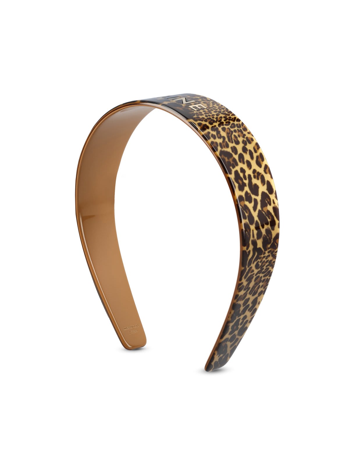 Shop Celine Logo Signature Headband In Leopard Gold