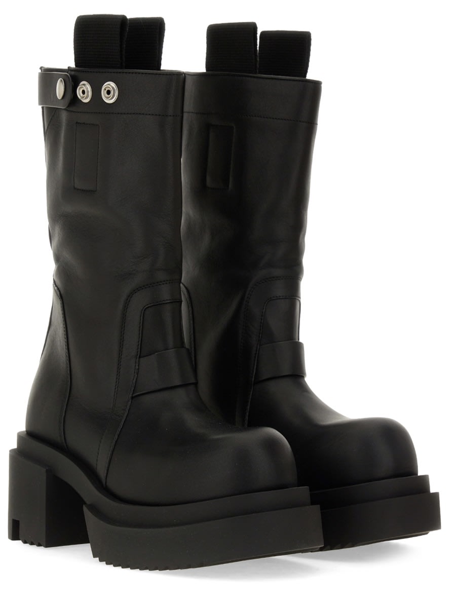 Rick Owens Block Heel Mid-calf Leather Boots In Black