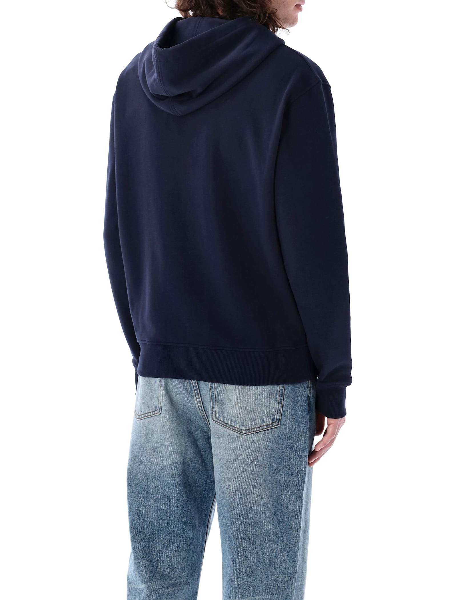 Ami Alexandre Mattiussi Ami Paris De Coeur Zipped Hoodie In Bleu Nuit