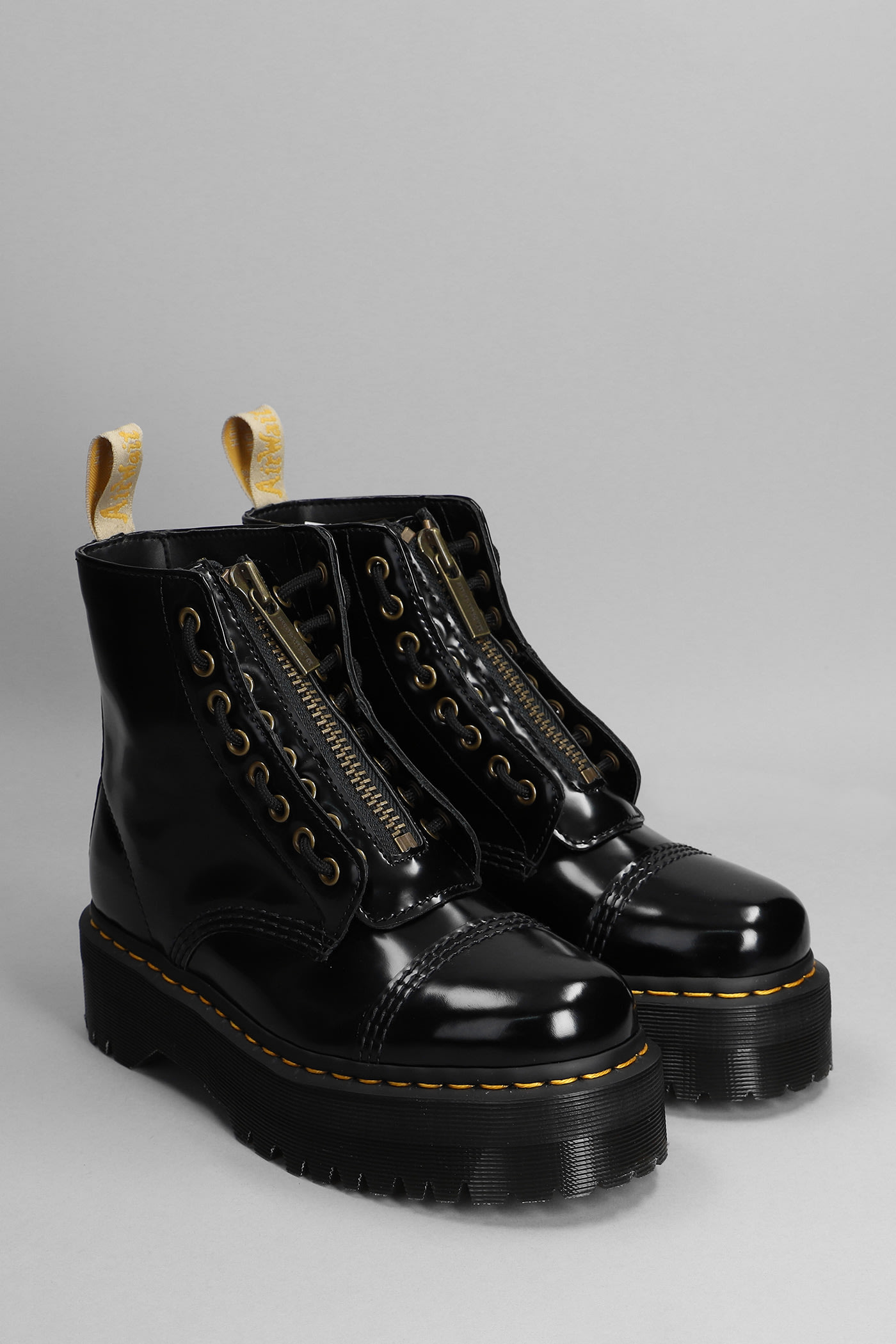 Shop Dr. Martens' Sinclair Vegan Combat Boots In Black Leather In Black Oxford