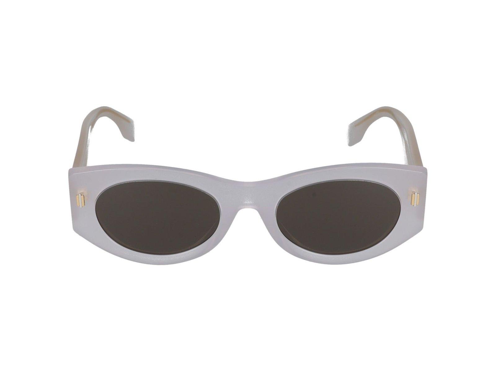 Shop Fendi Oval Frame Sunglasses Sunglasses In 21e White / Brown