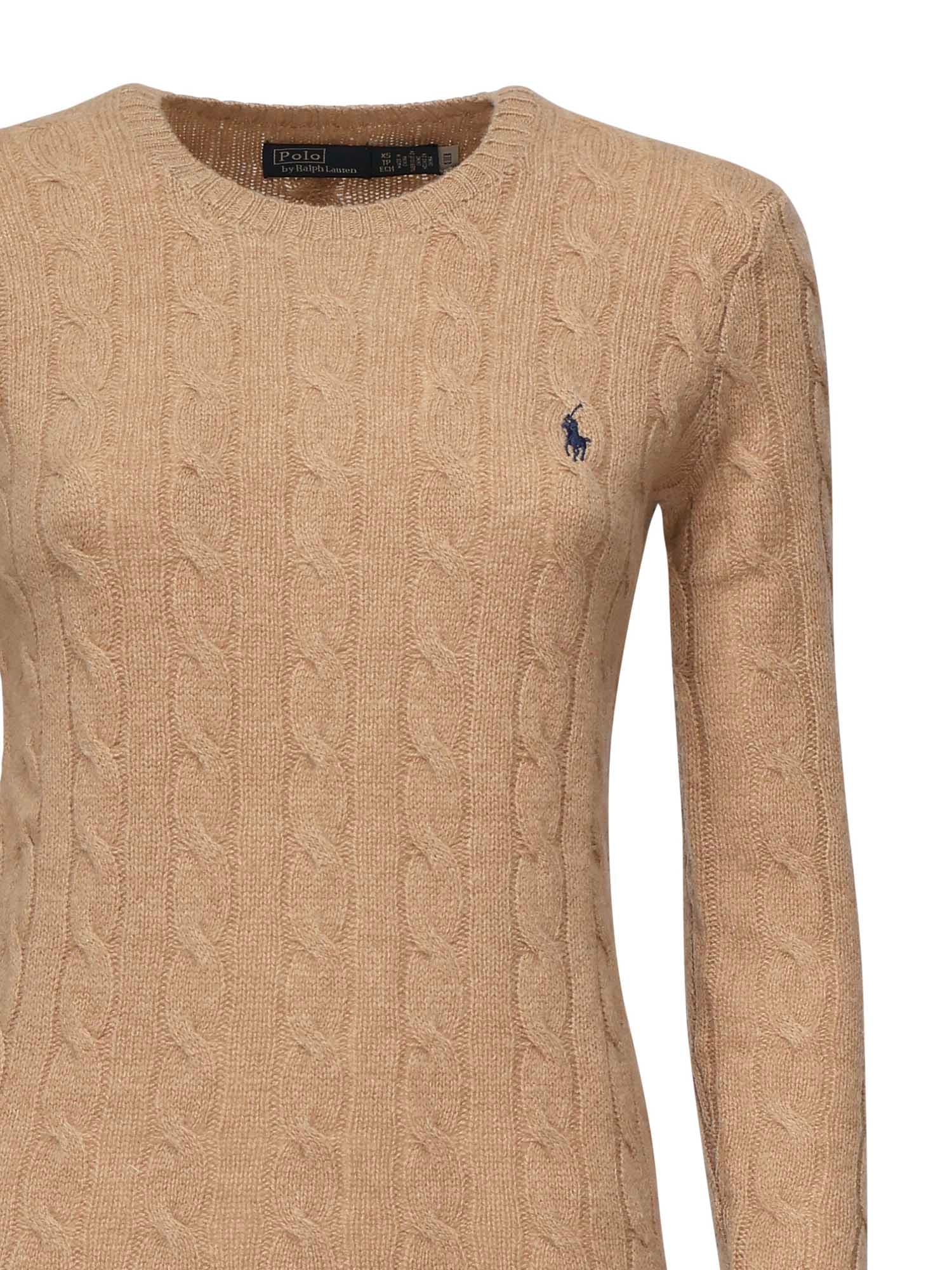 Polo Ralph Lauren Plaited Wool And Cashmere Crew-neck In Brown