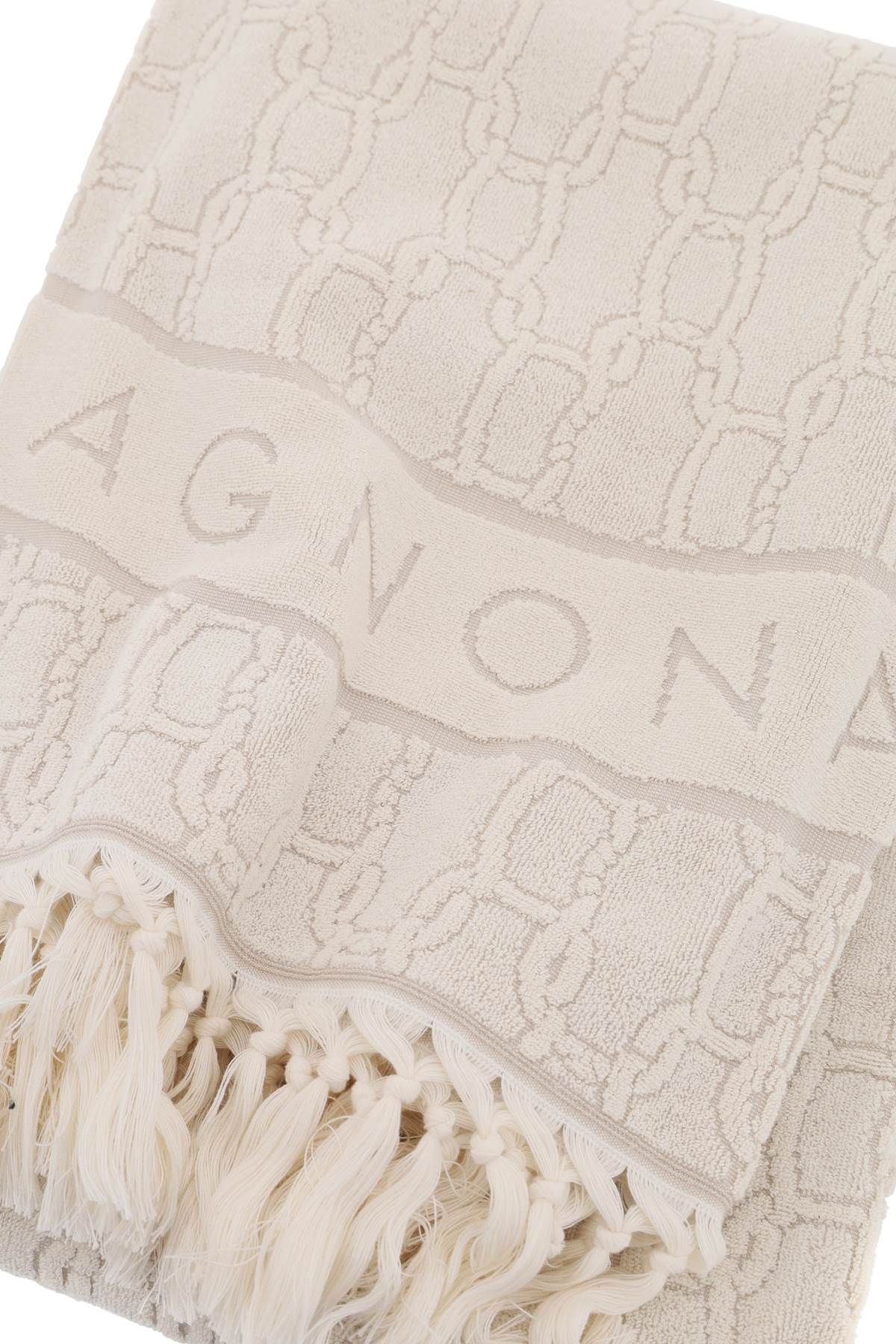 Shop Agnona Chain Beach Towel In Stone (white)