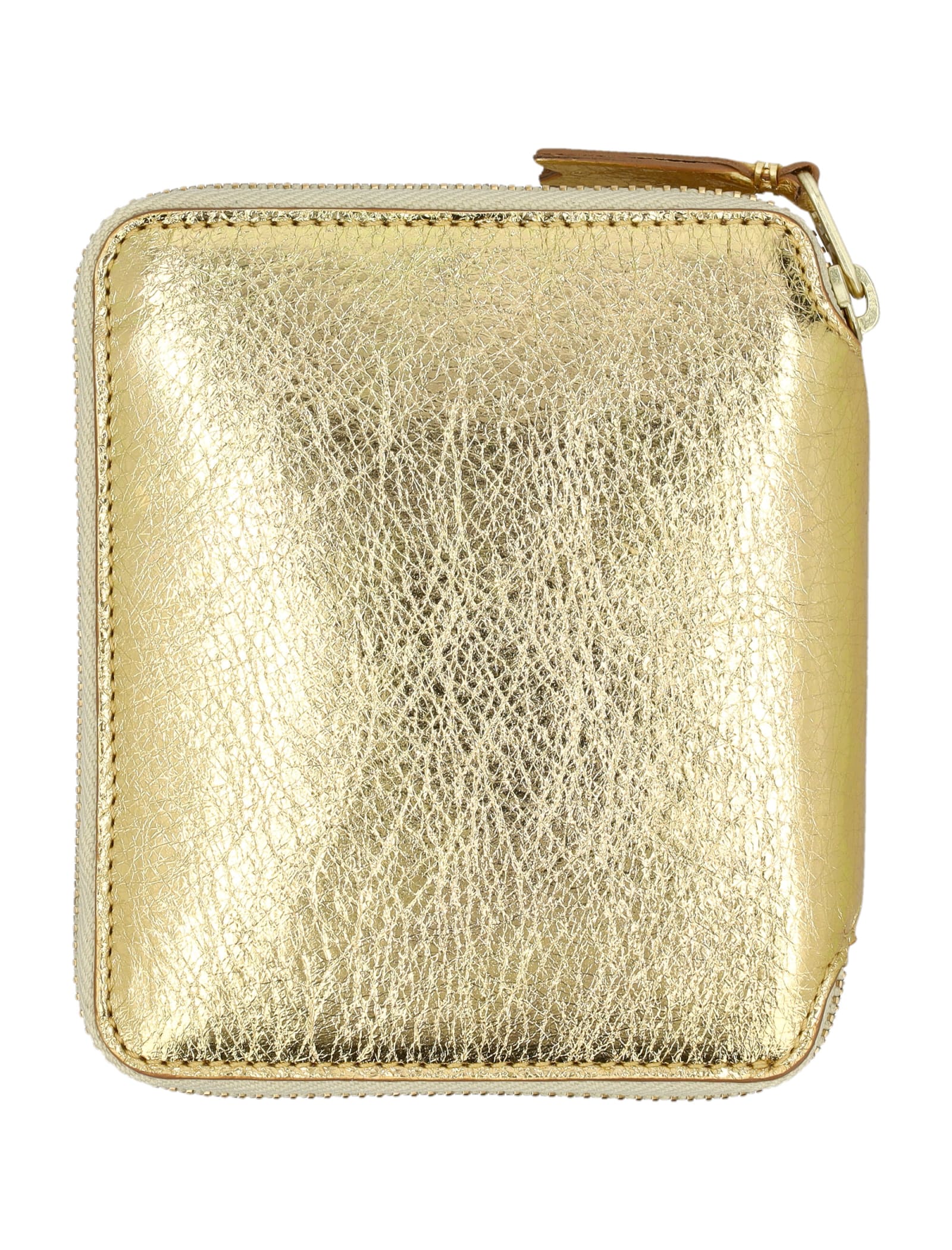 Shop Comme Des Garçons Metallic Zip Around Wallet In Gold