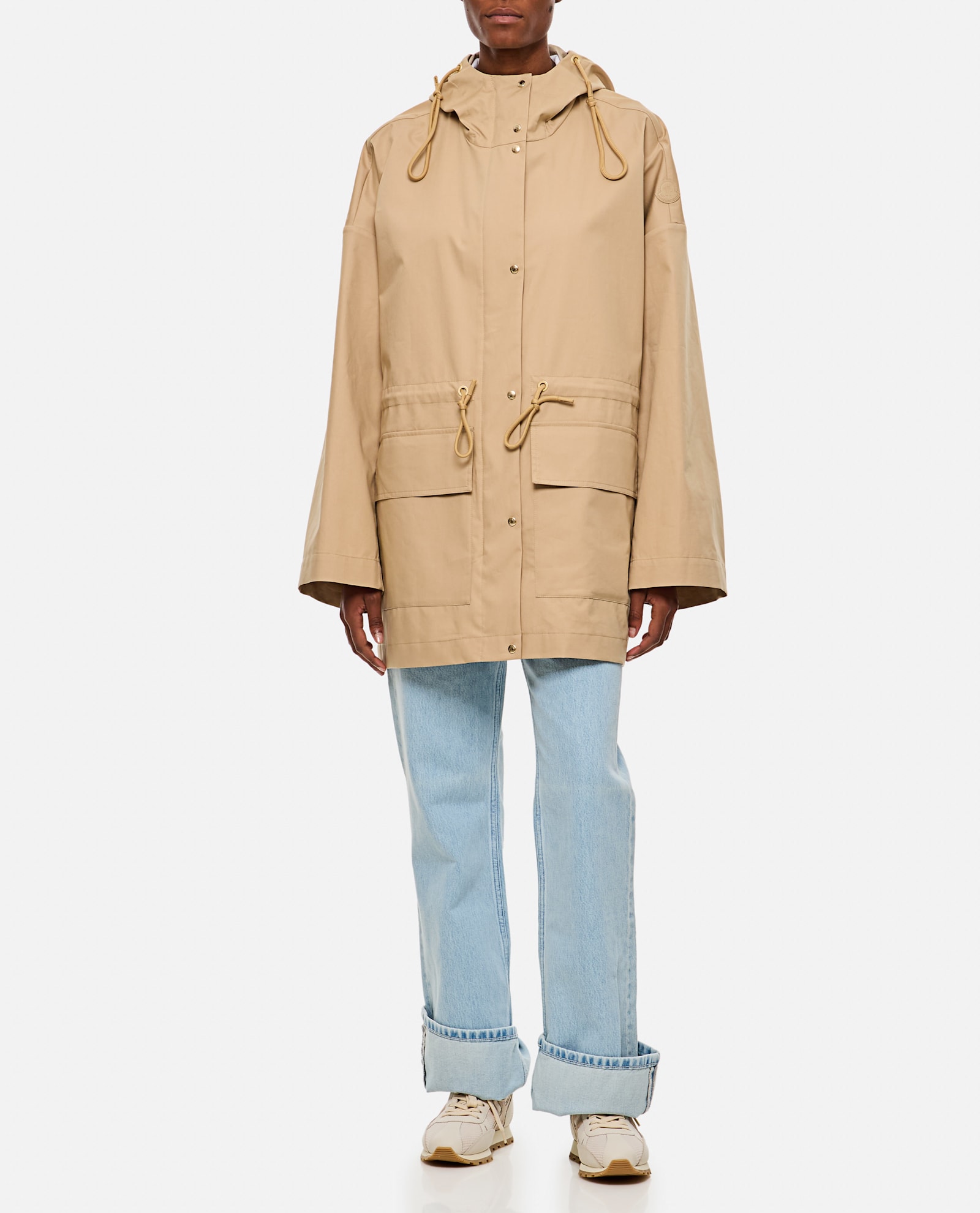 Moncler Gaillon Hooded Parka In Cotton In Nude