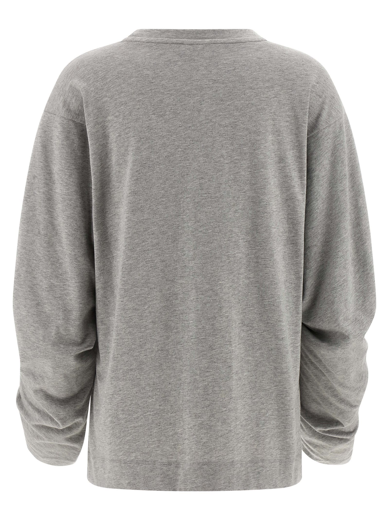 Dries Van Noten Relaxed Fit Long Sleeve Crew Neck Top In Gray