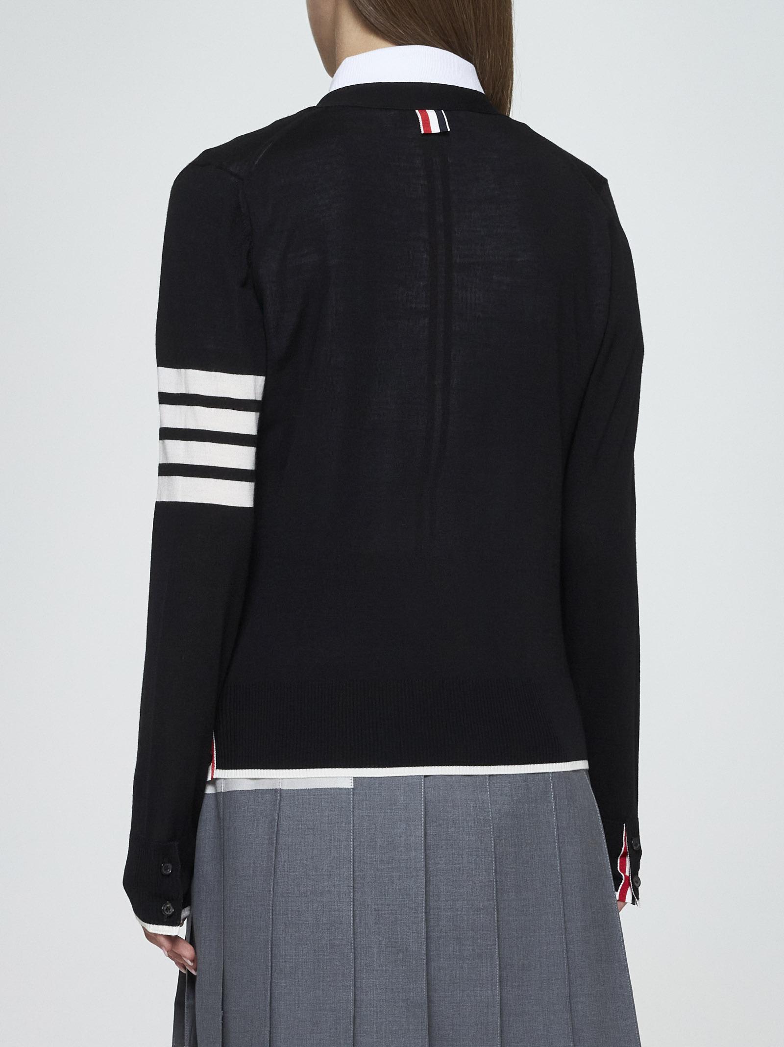 Shop Thom Browne 4-bar Neckline Cardigan In Black