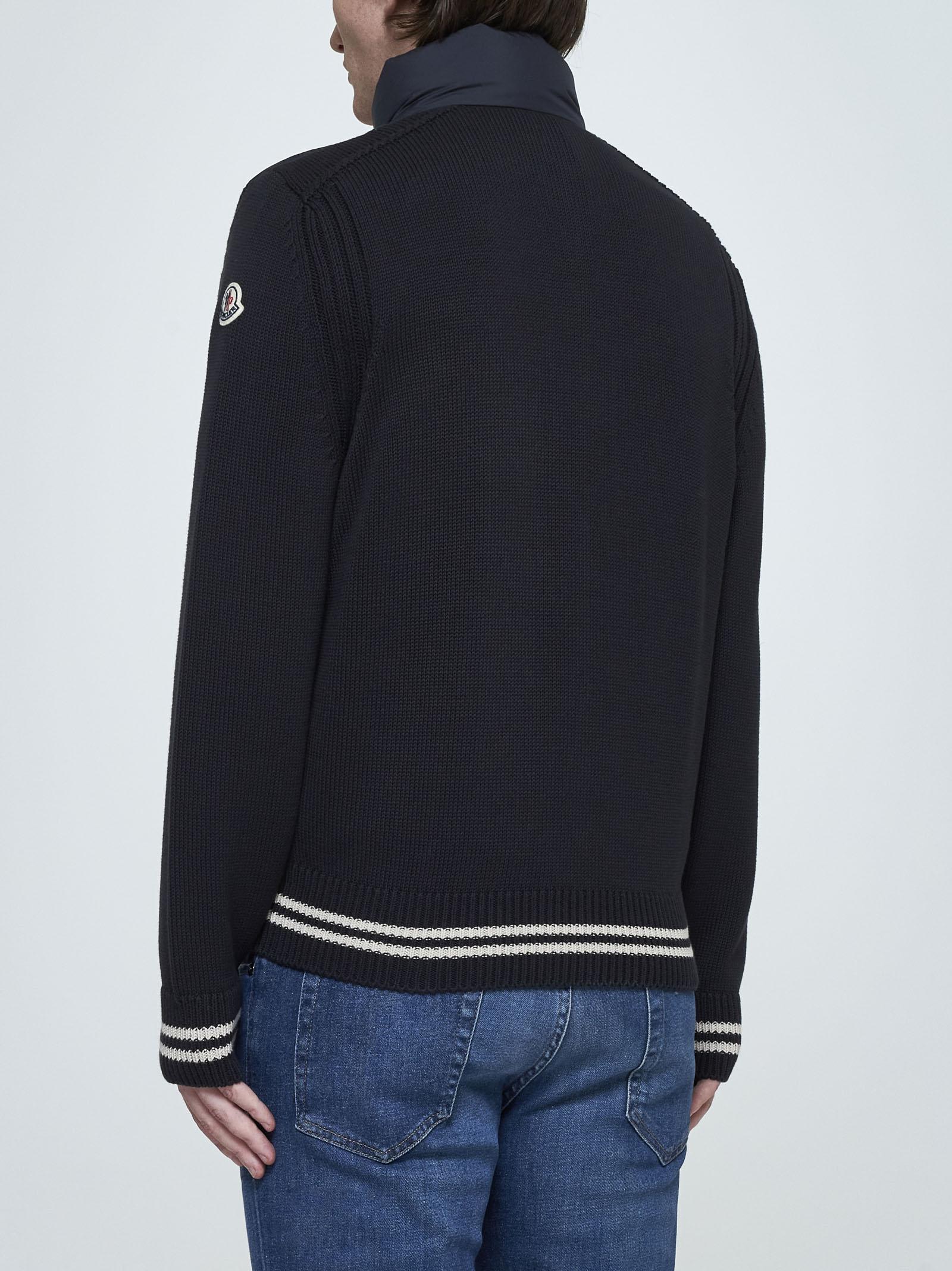 Shop Moncler Padded Nylon And Knit Cardigan In Blue