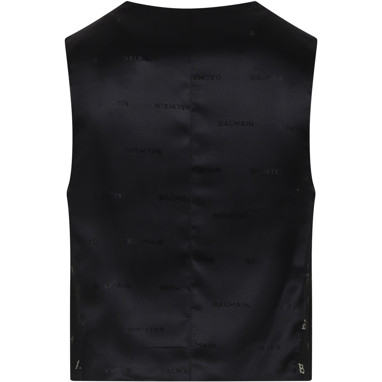 Shop Balmain Black Waistcoat For Boy With All-over Logo