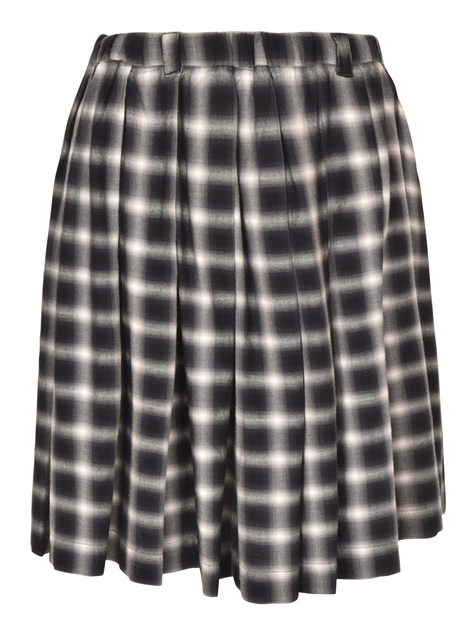 Aspesi Pleated Check Midi Skirt