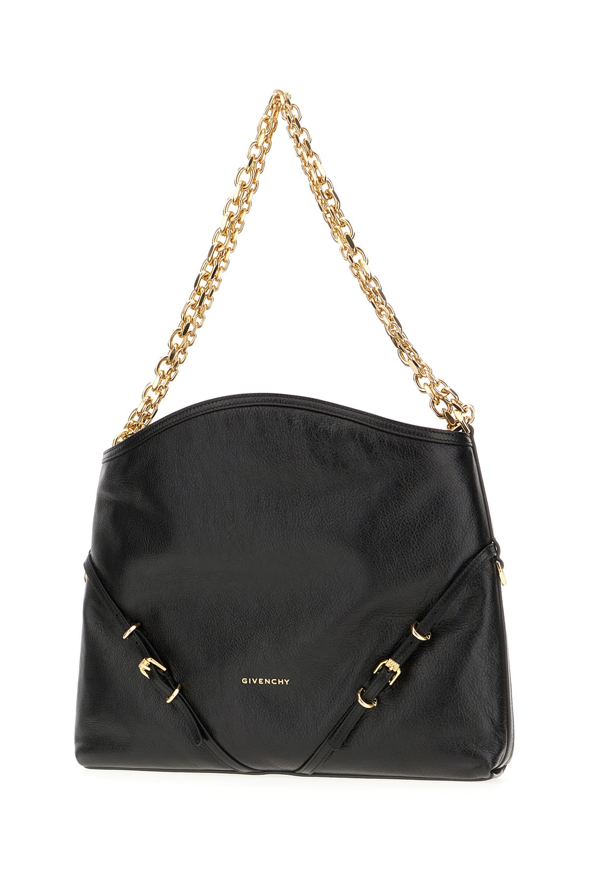 Shop Givenchy Black Leather Voyou Chain Shoulder Bag