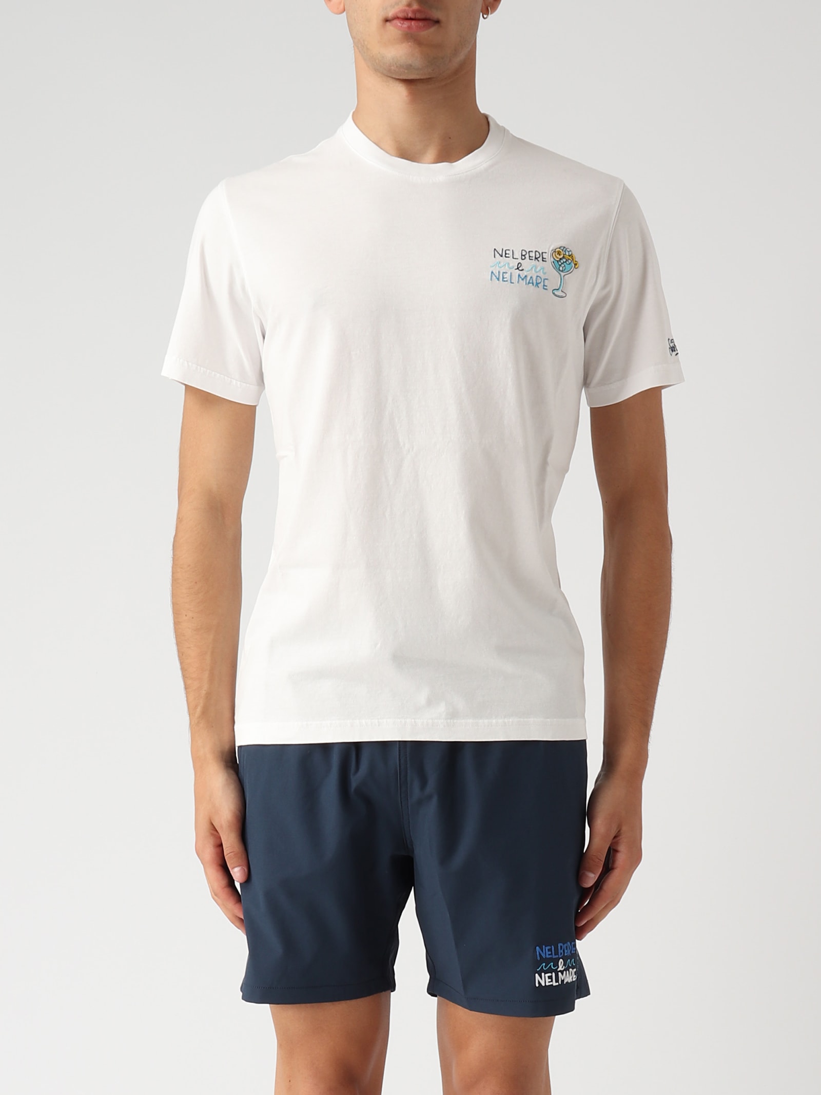 Shop Mc2 Saint Barth T-shirt With Embroidery Spritz Please T-shirt In Bianco Antico