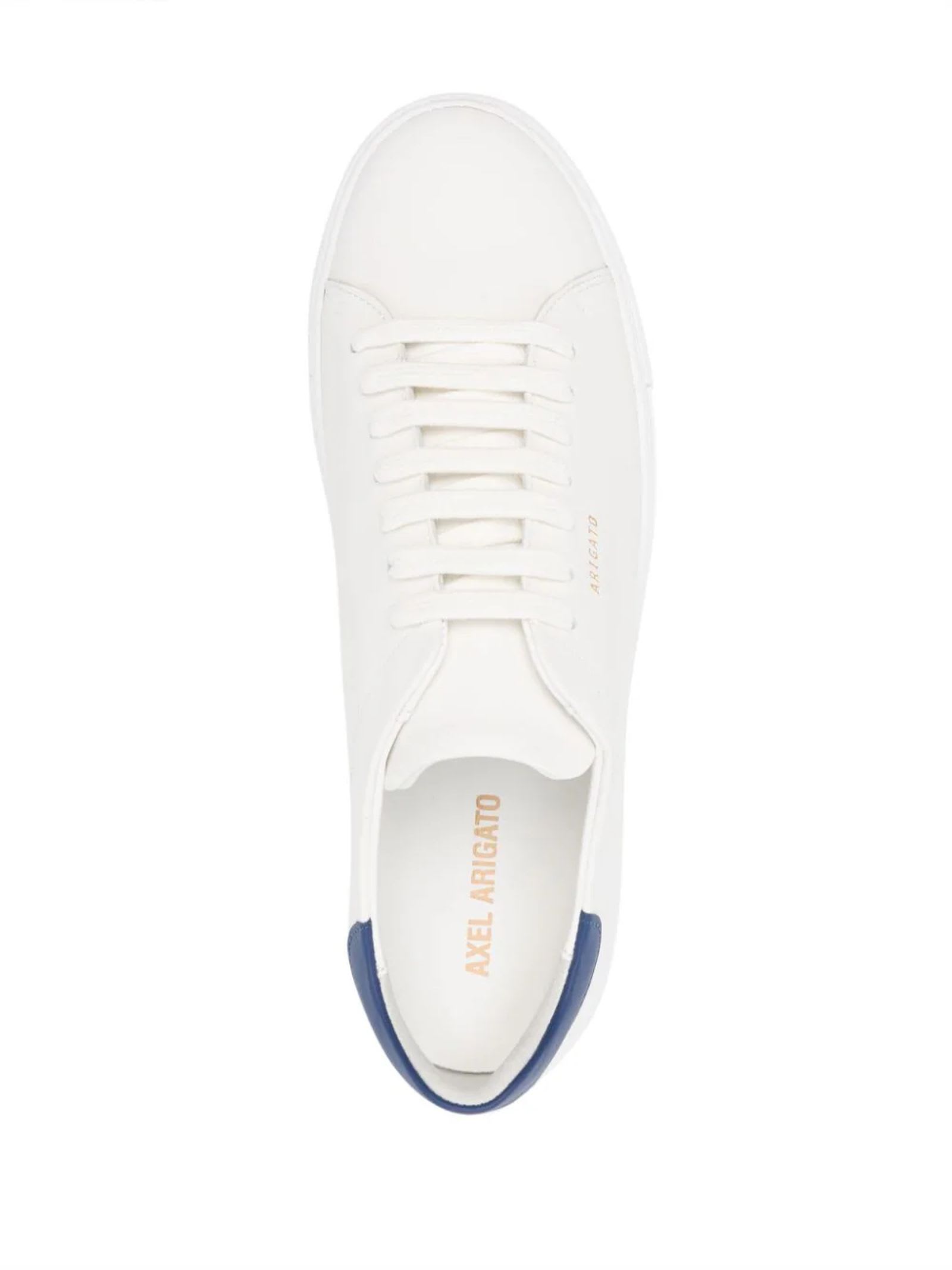 Shop Axel Arigato White Clean 90 Leather Sneakers In White/navy