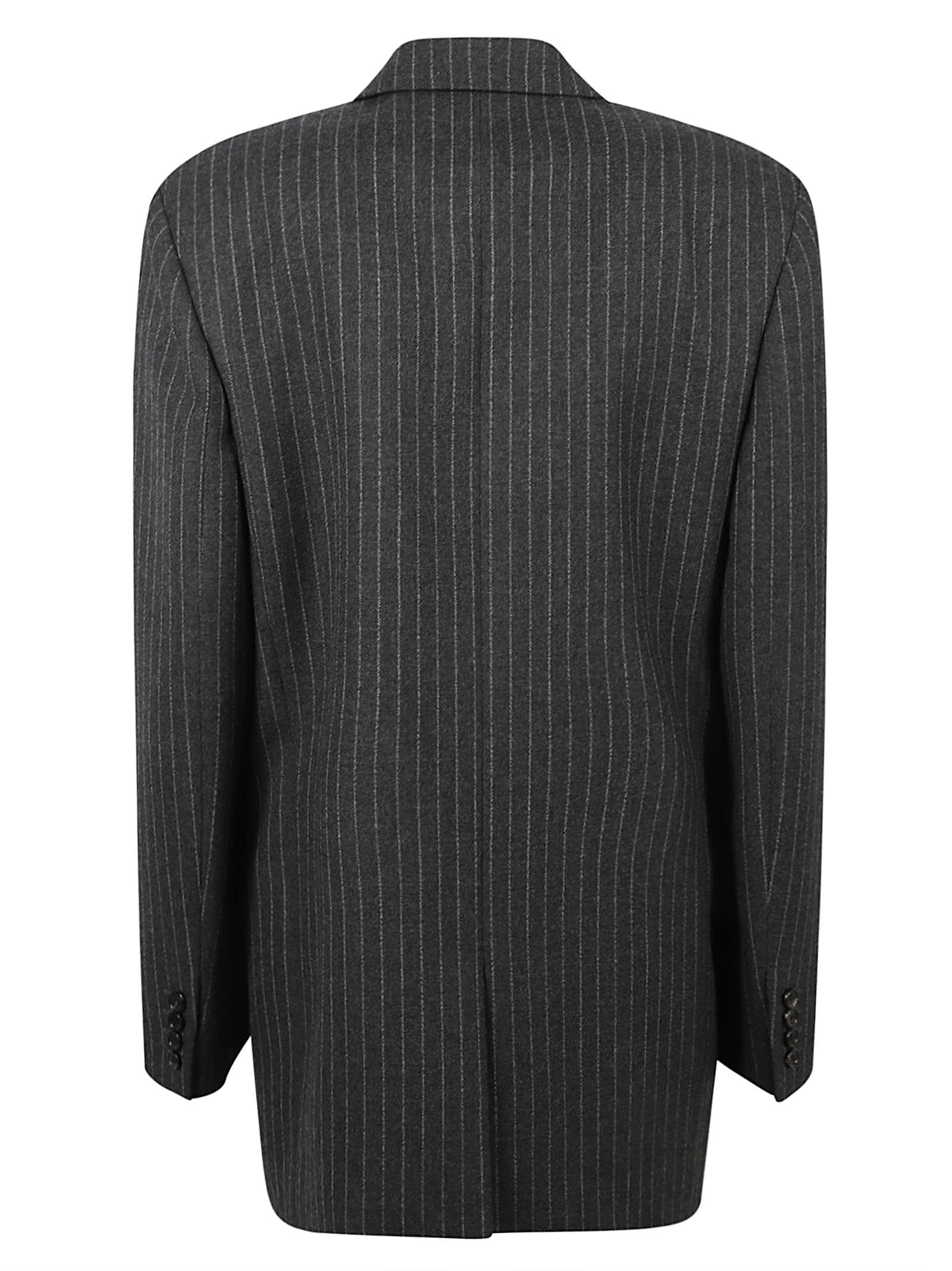 Saint Laurent Pinstripe Double-breasted Blazer In White