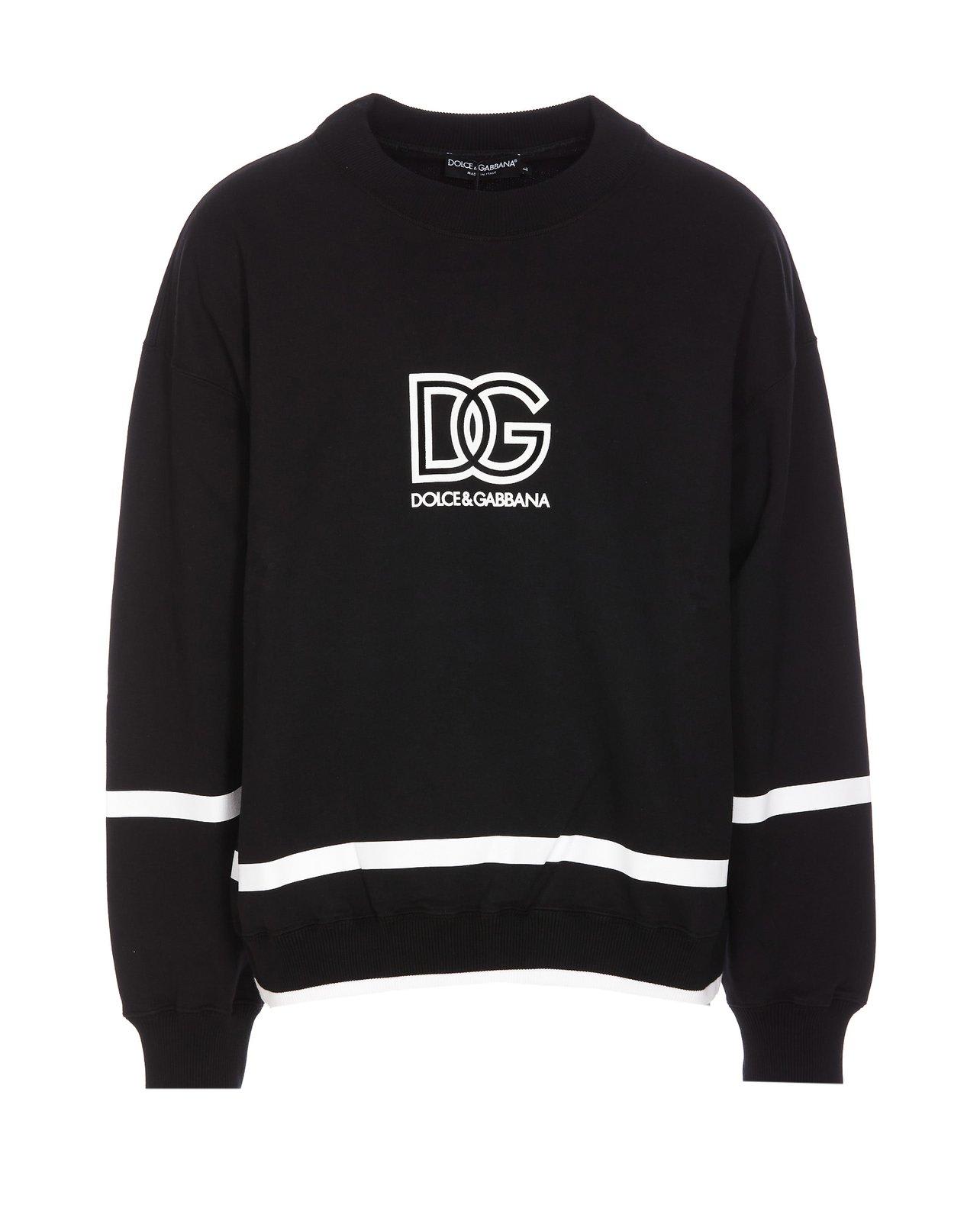 Dolce & Gabbana Dg Logo Printed Crewneck Sweatshirt In Nero