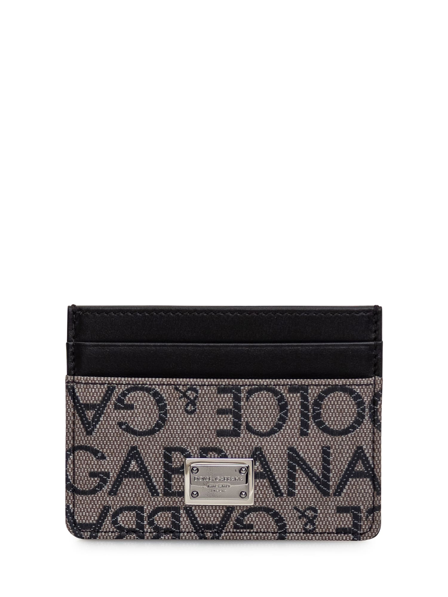 Dolce & Gabbana Card Holder With Logo In Marrone/nero