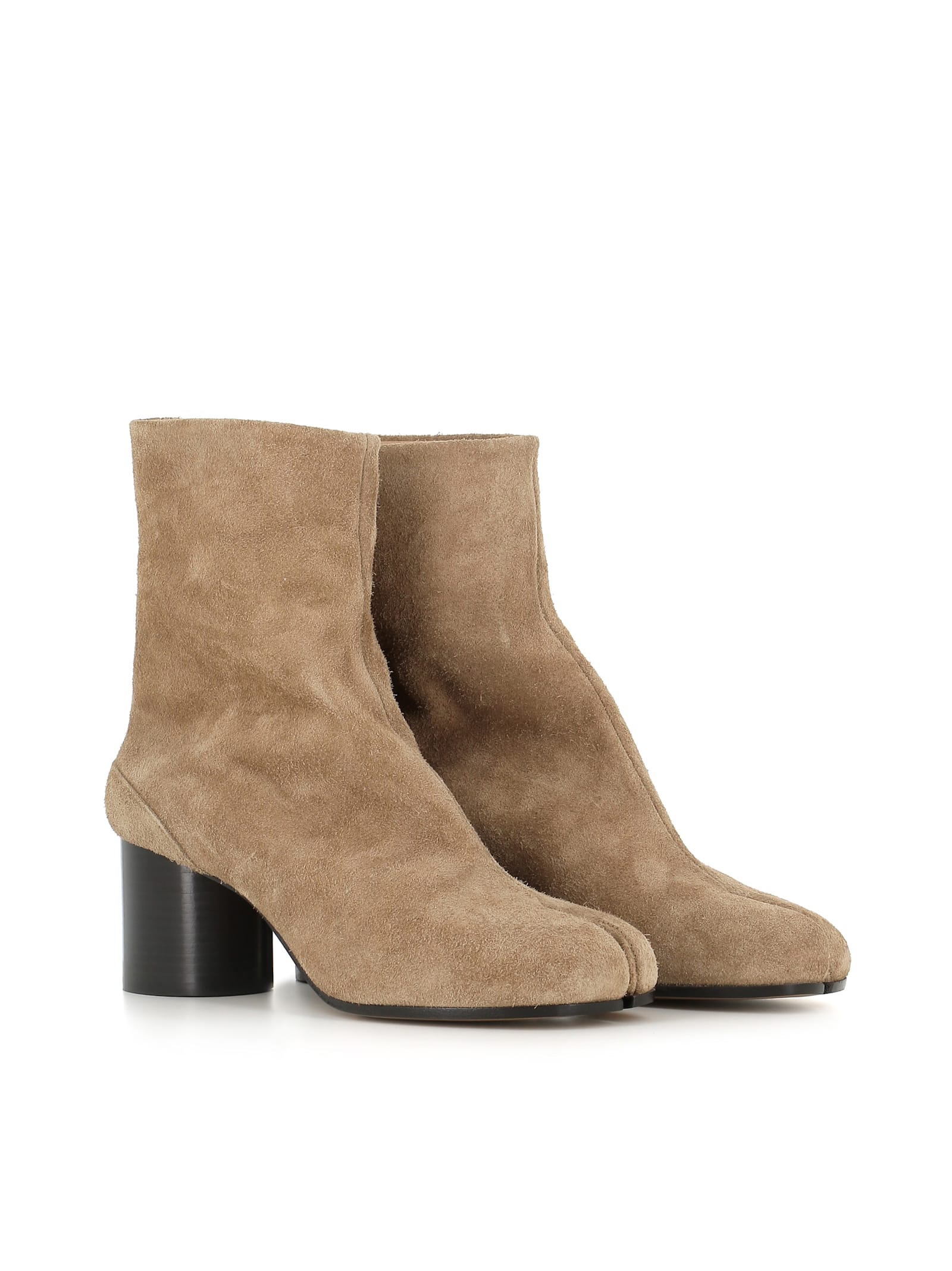 Maison Margiela Tabi Suede Ankle Boots In Neutral