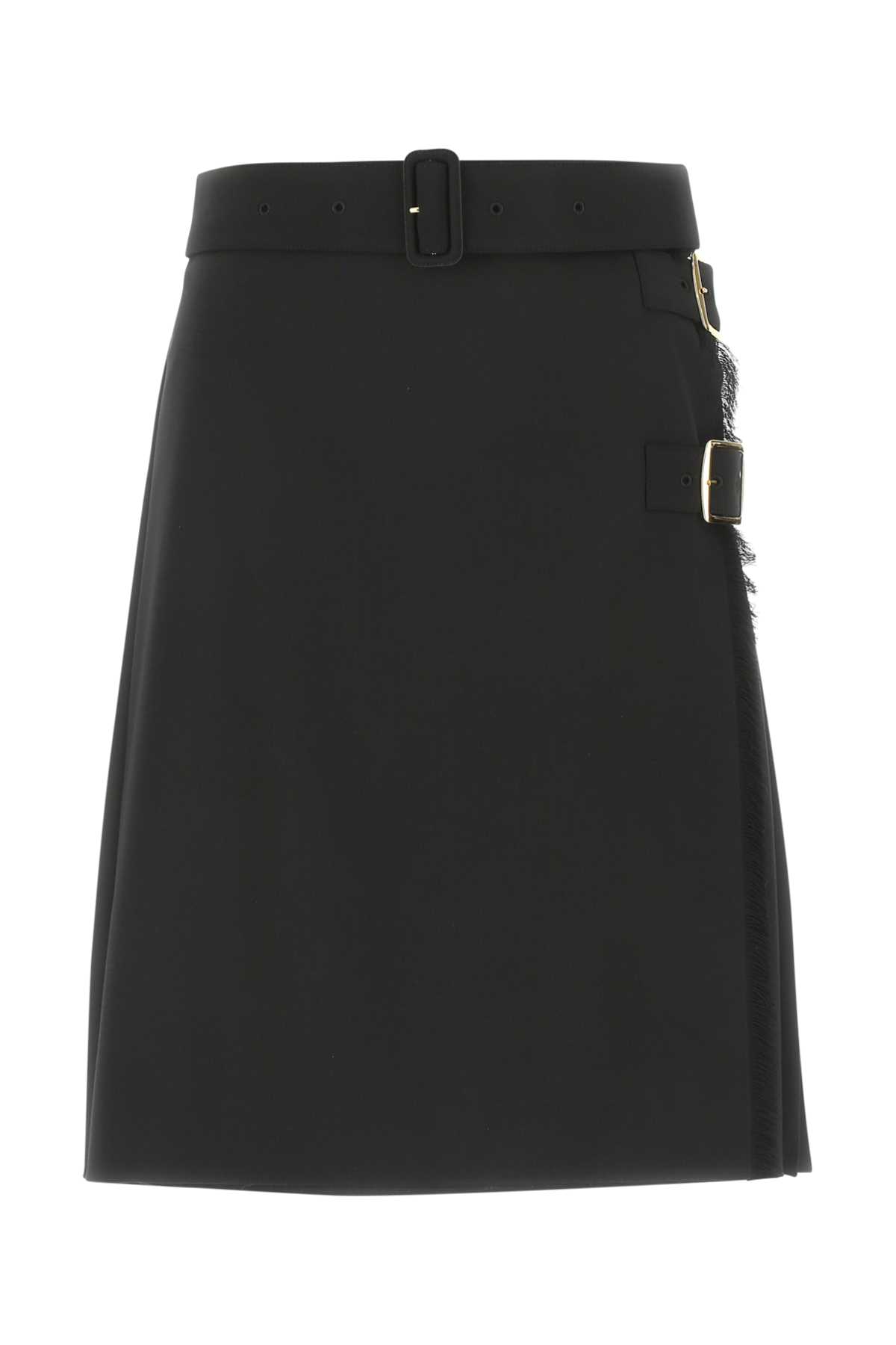 Black Stretch Polyester Blend Skirt
