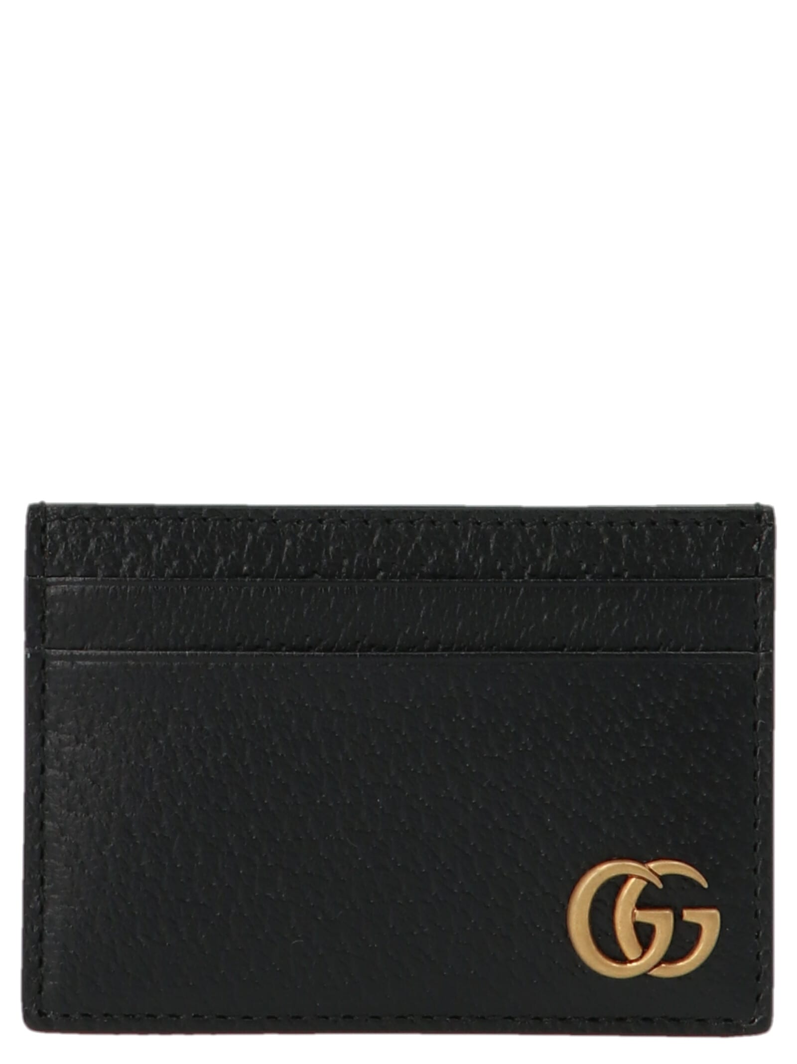 Shop Gucci Gg Marmont Card Holder Wallet In Black