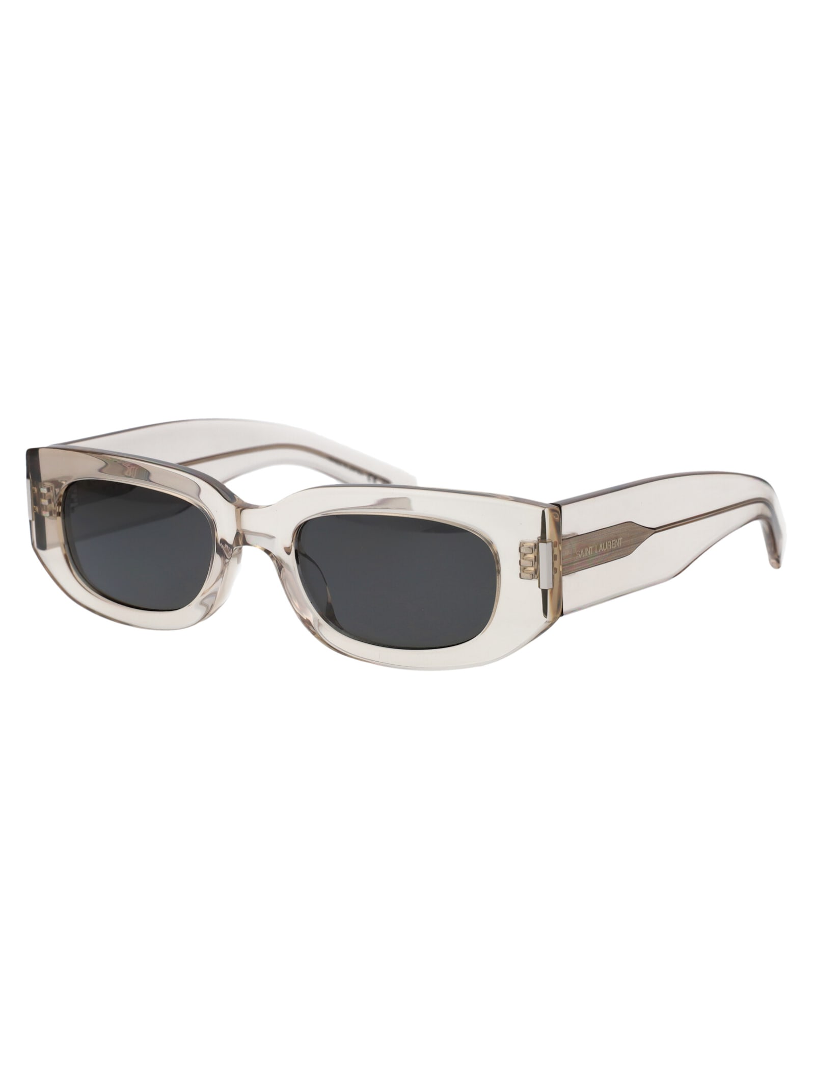 Shop Saint Laurent Sl 697 Sunglasses In 003 Beige Beige Grey