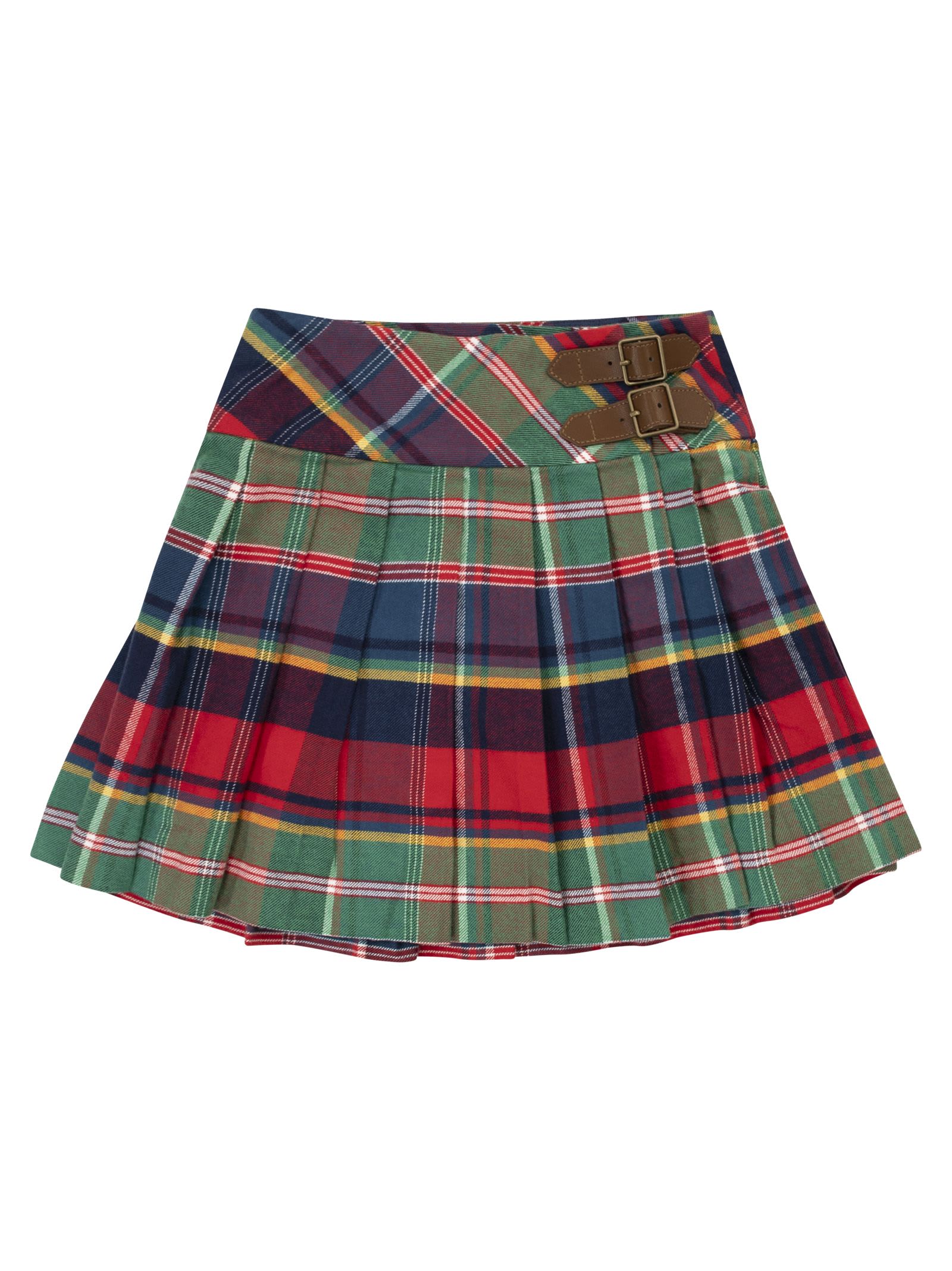 Polo Ralph Lauren Pleated Tartan Cotton Skirt In Red