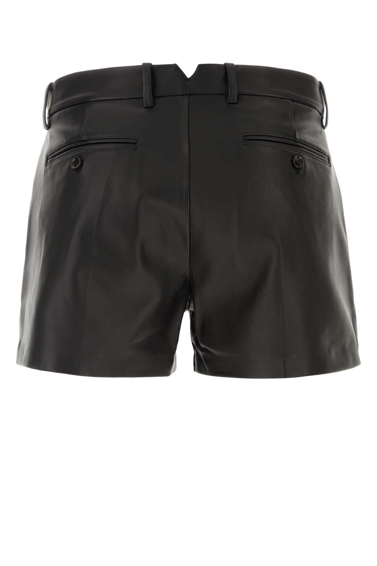 Ami Alexandre Mattiussi Black Leather Shorts