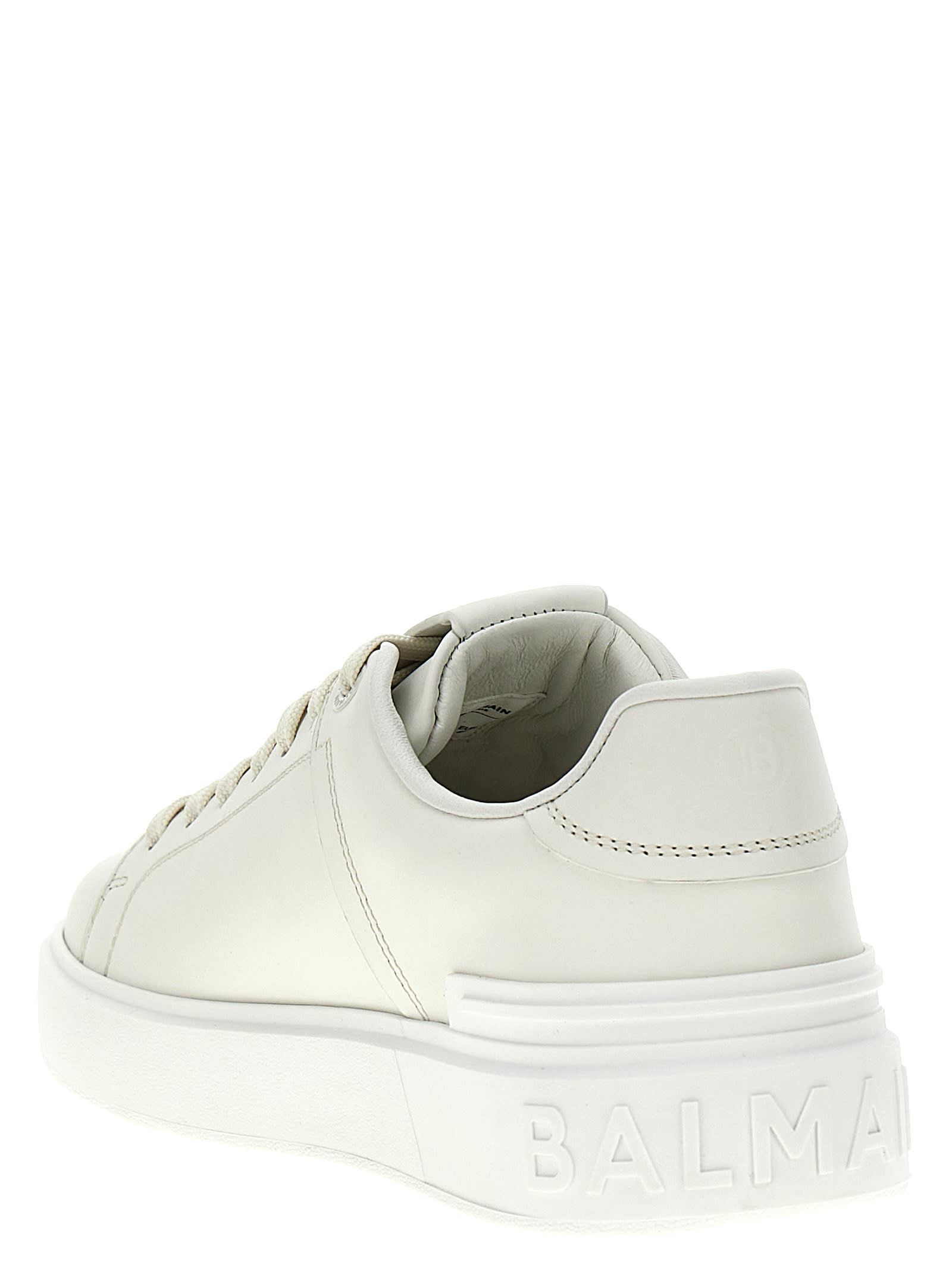 Shop Balmain B-court Sneakers In White