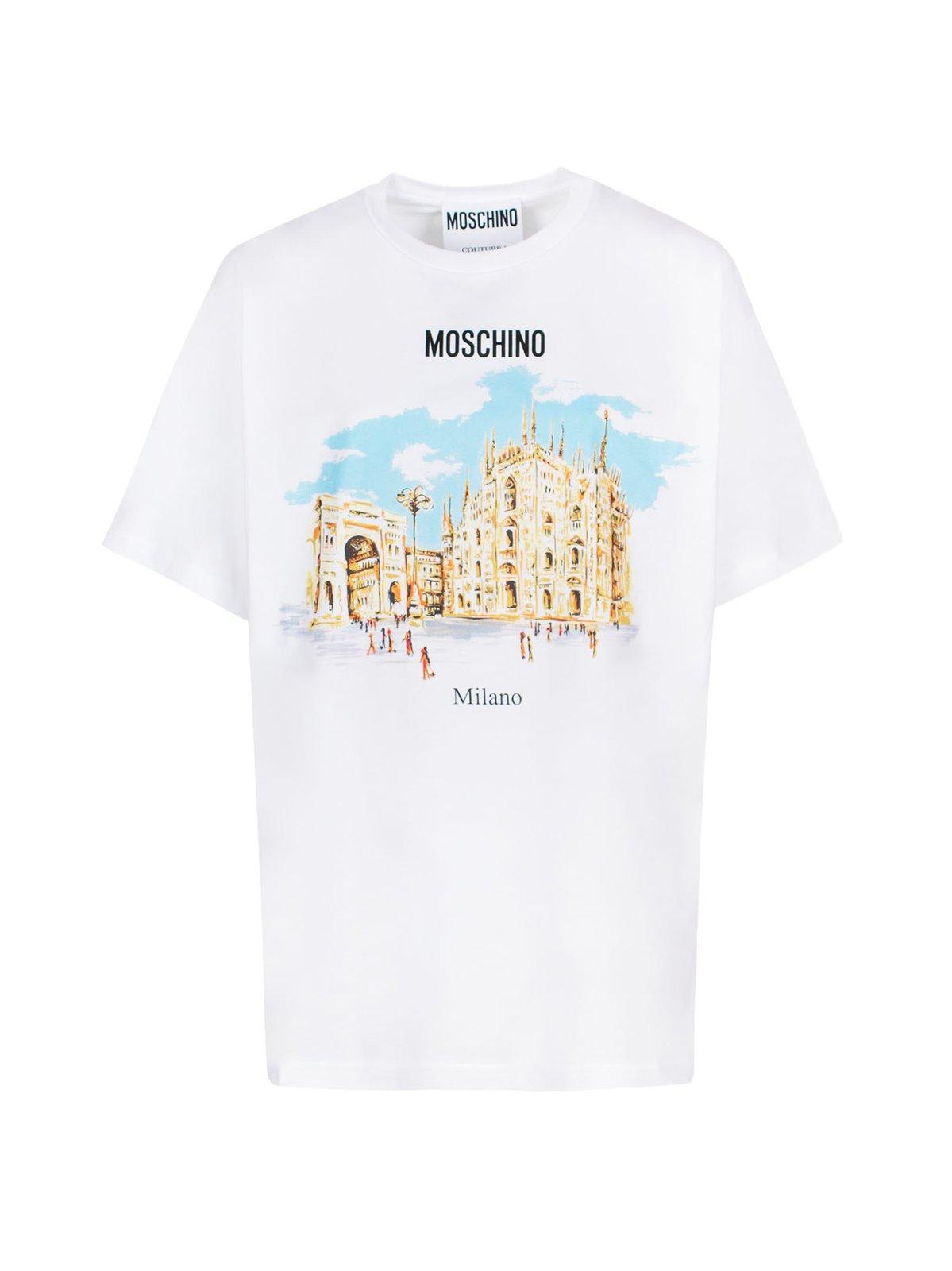 Moschino Illustration Printed Crewneck T-shirt In White