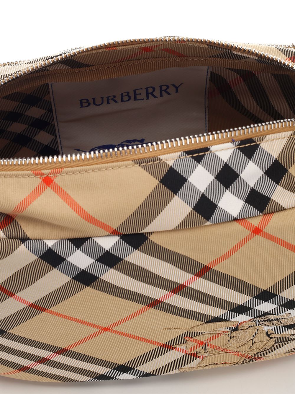 Shop Burberry Check Shoulder Bag In Beige