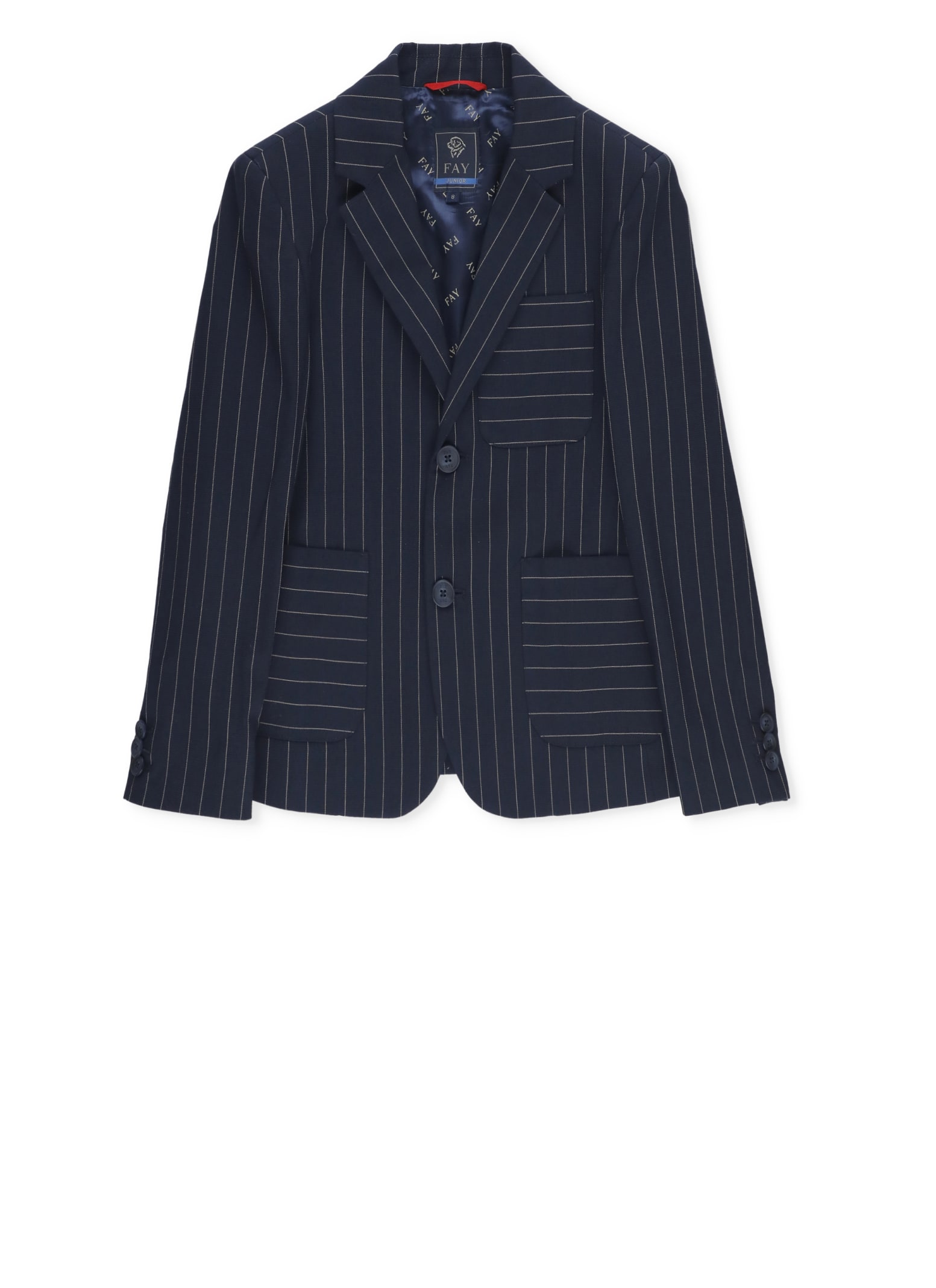 Shop Fay Virgin Wool And Cotton Jacket In Blue