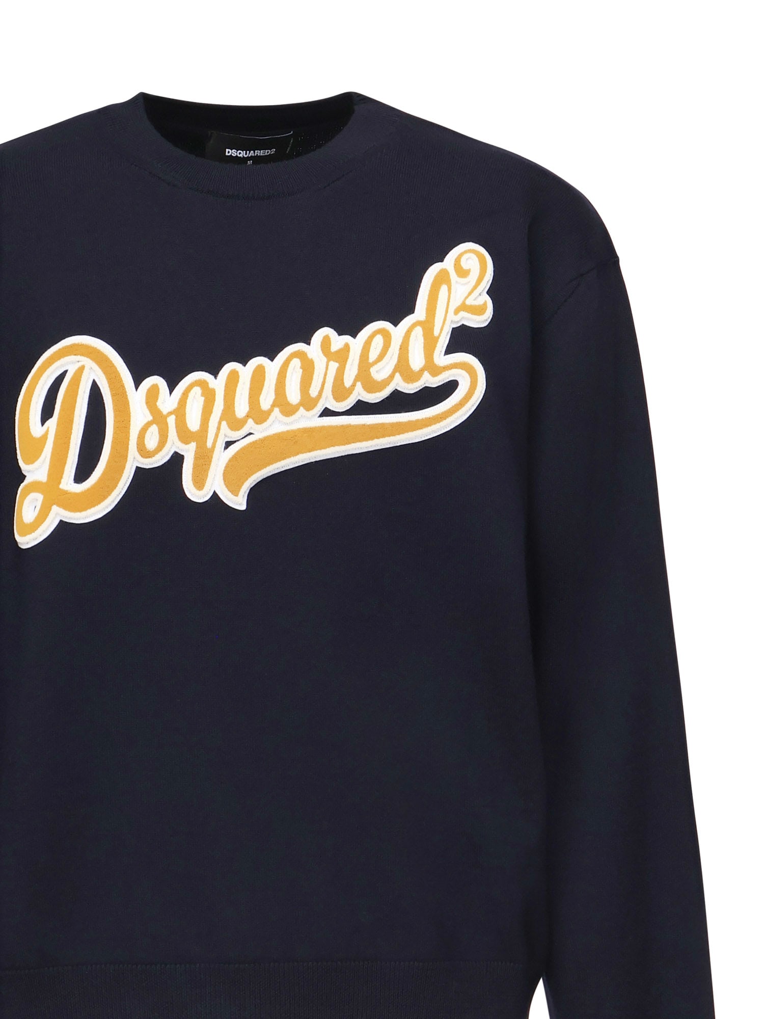 Dsquared2 Wool Sweater Featuring Ribbed Cuffs And Hem In Black