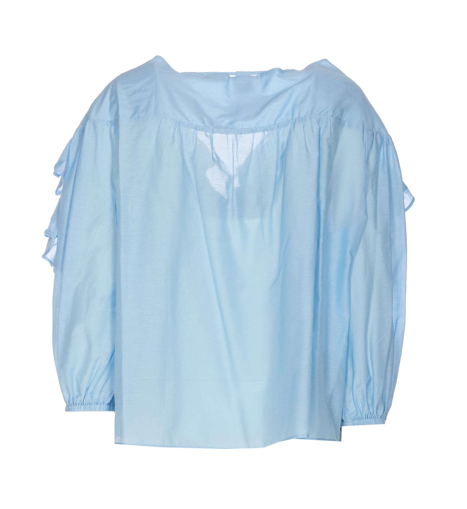 Shop Pinko Maxi Voulant Blouse In Blue