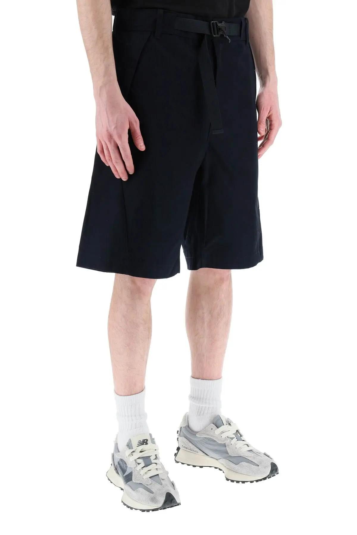 Shop C.p. Company Waterproof Cotton Shorts In Total Eclipse