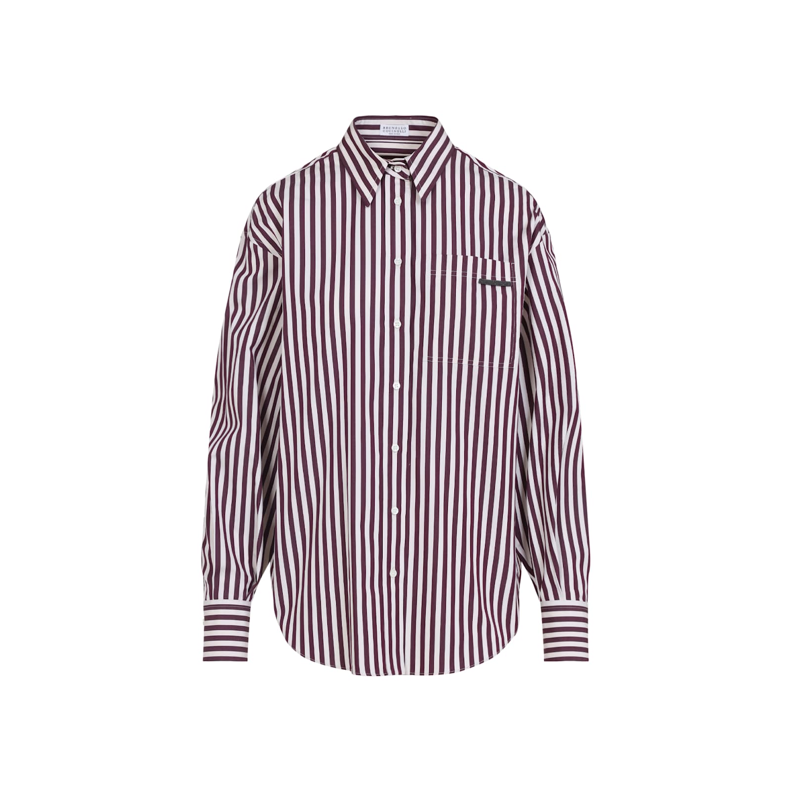 Brunello Cucinelli Logo Striped Long-sleeved Shirt In Purple