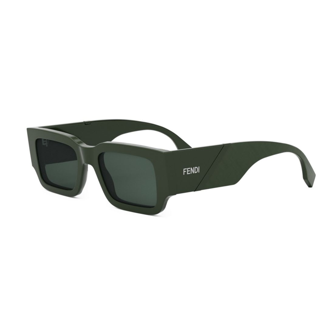 Fendi The Diagonal 51mm Rectangular Sunglasses In 96n - Green