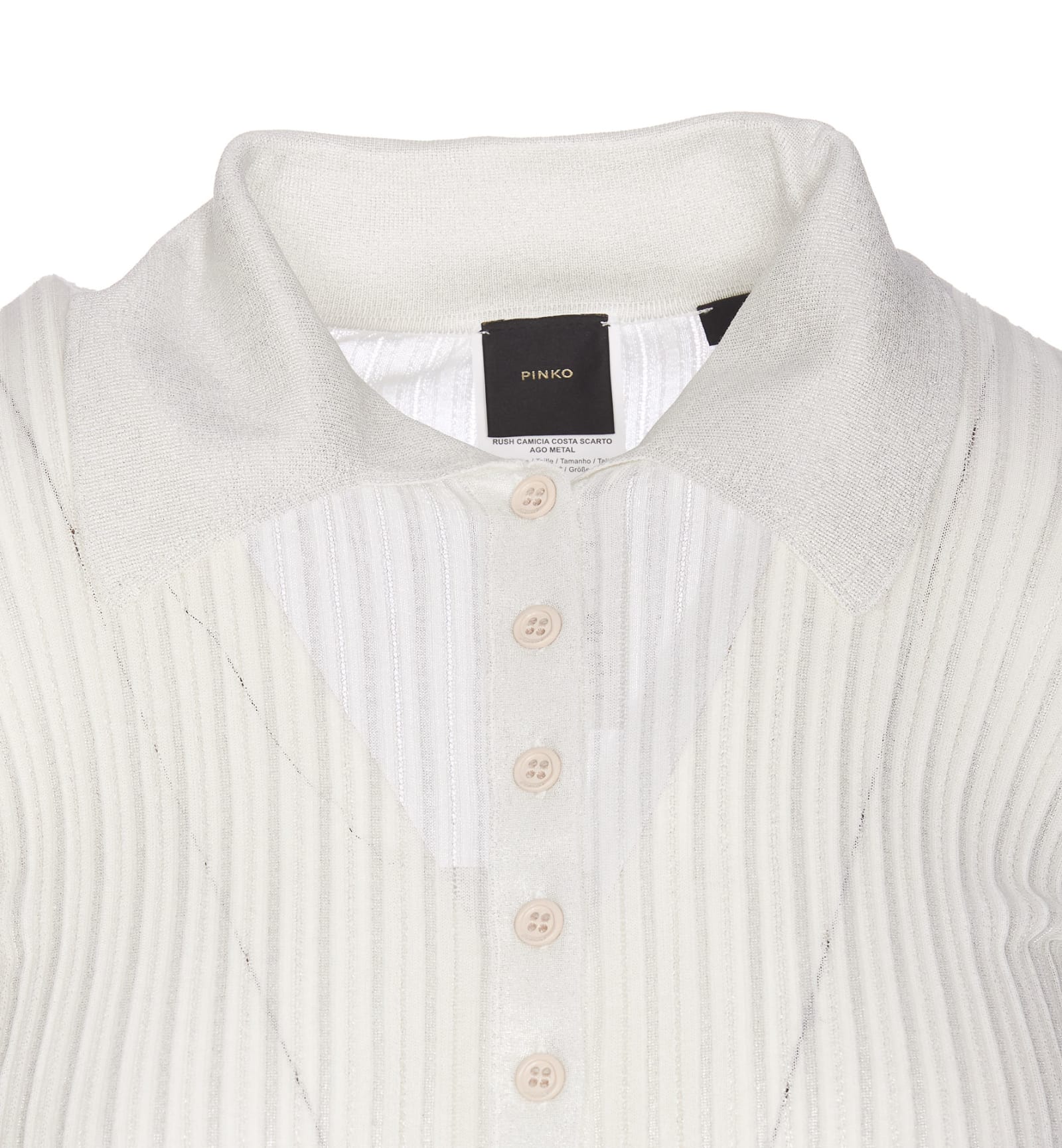 Shop Pinko Lurex Buttoned Sweater In White