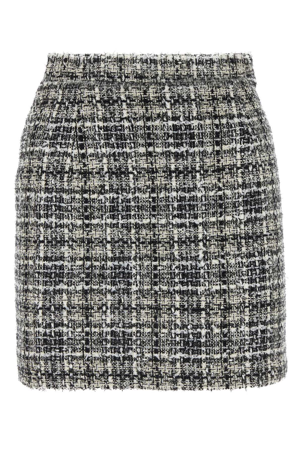 Shop Alessandra Rich Embroidered Tweed Mini Skirt In Grey