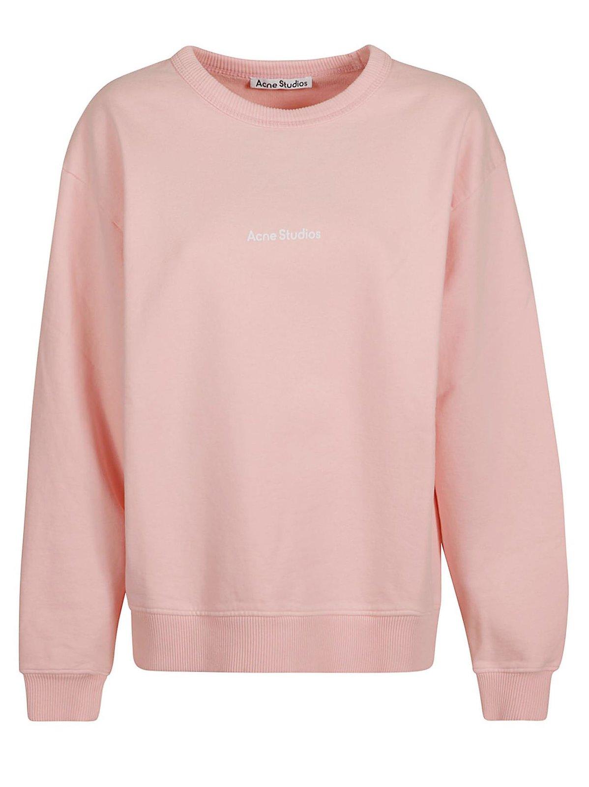 Shop Acne Studios Logo Printed Crewneck Sweatshirt In Pale Pink