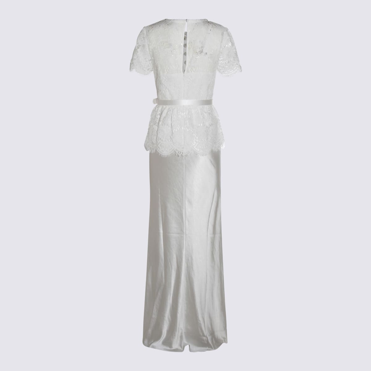 Self-portrait Womens White Contrast-satin Lace Woven Maxi Dress In White