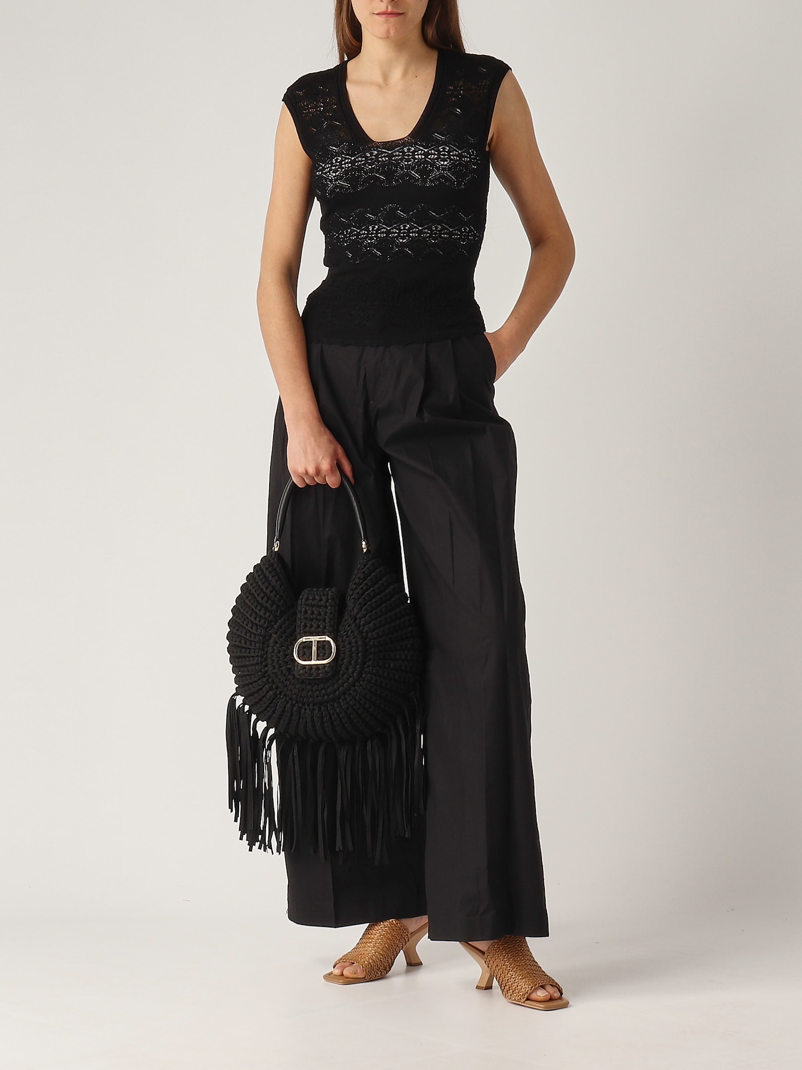 Twinset Cotone Trousers In Nero