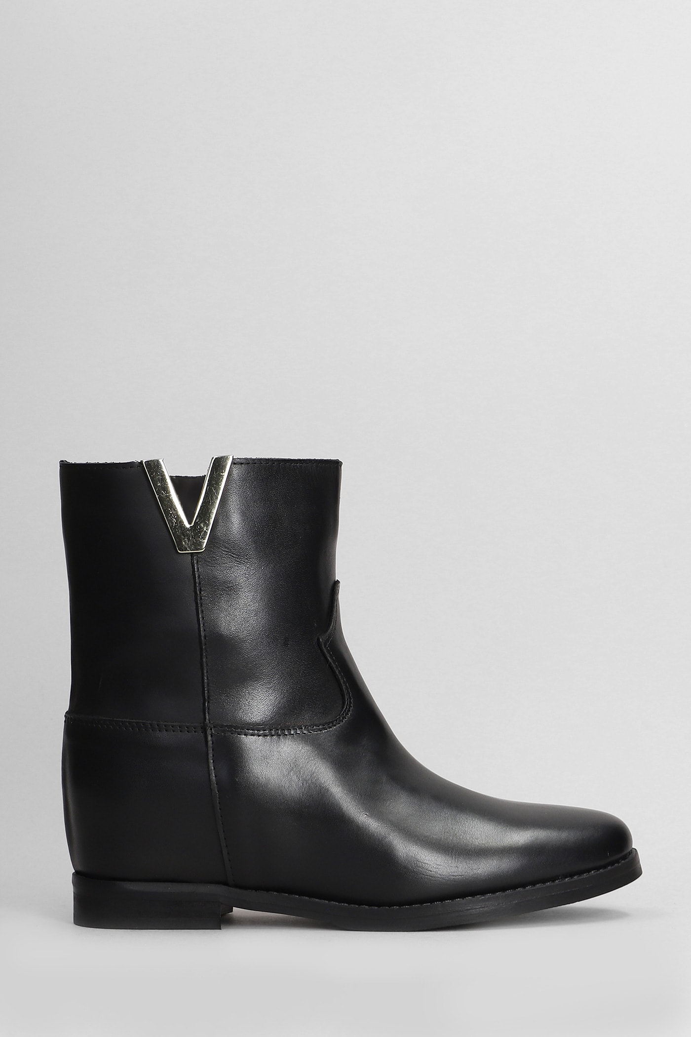 Shop Julie Dee Texan Ankle Boots In Black Leather