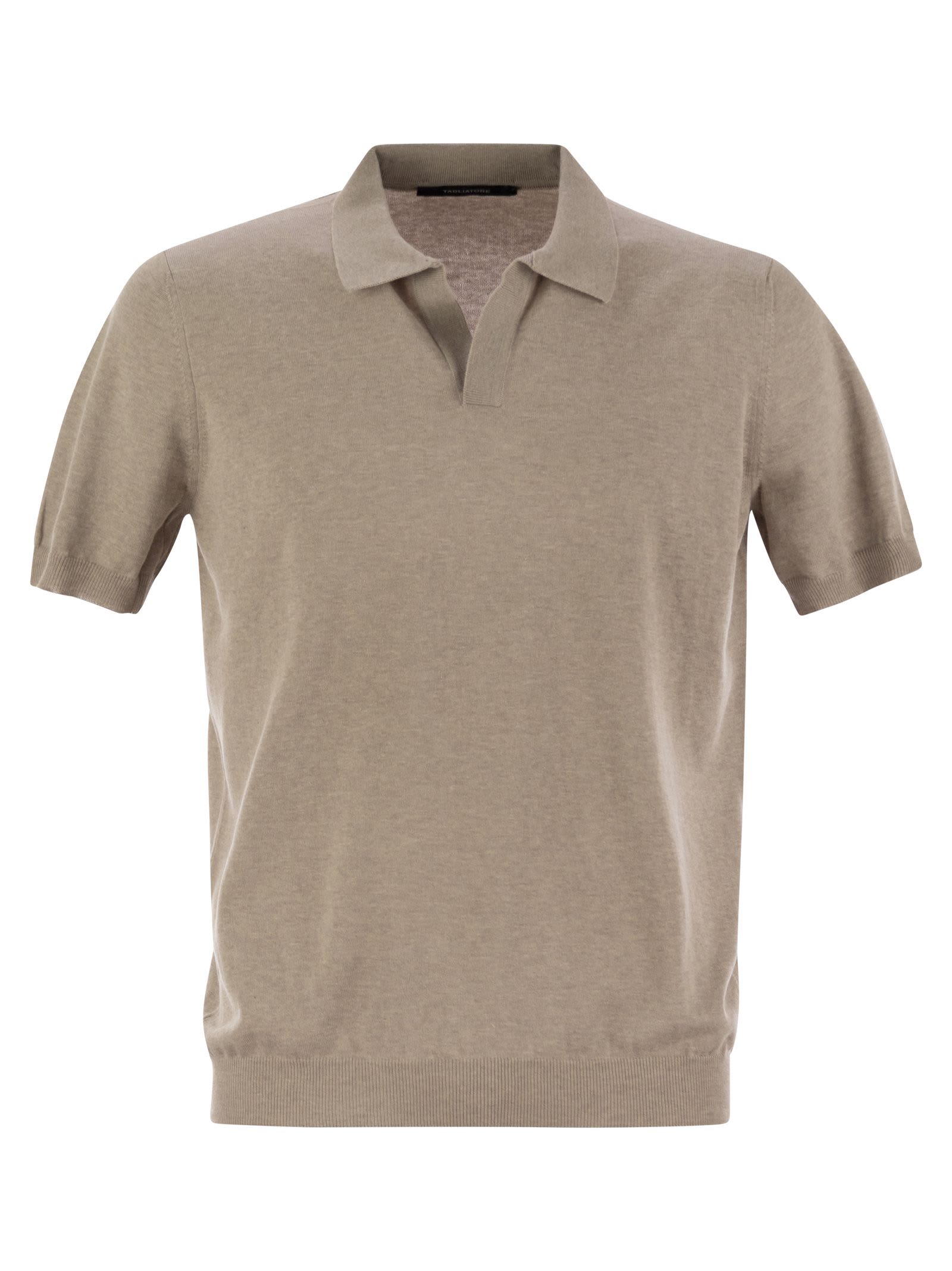Tagliatore Basic Short-sleeved Cotton Polo Shirt In Beige