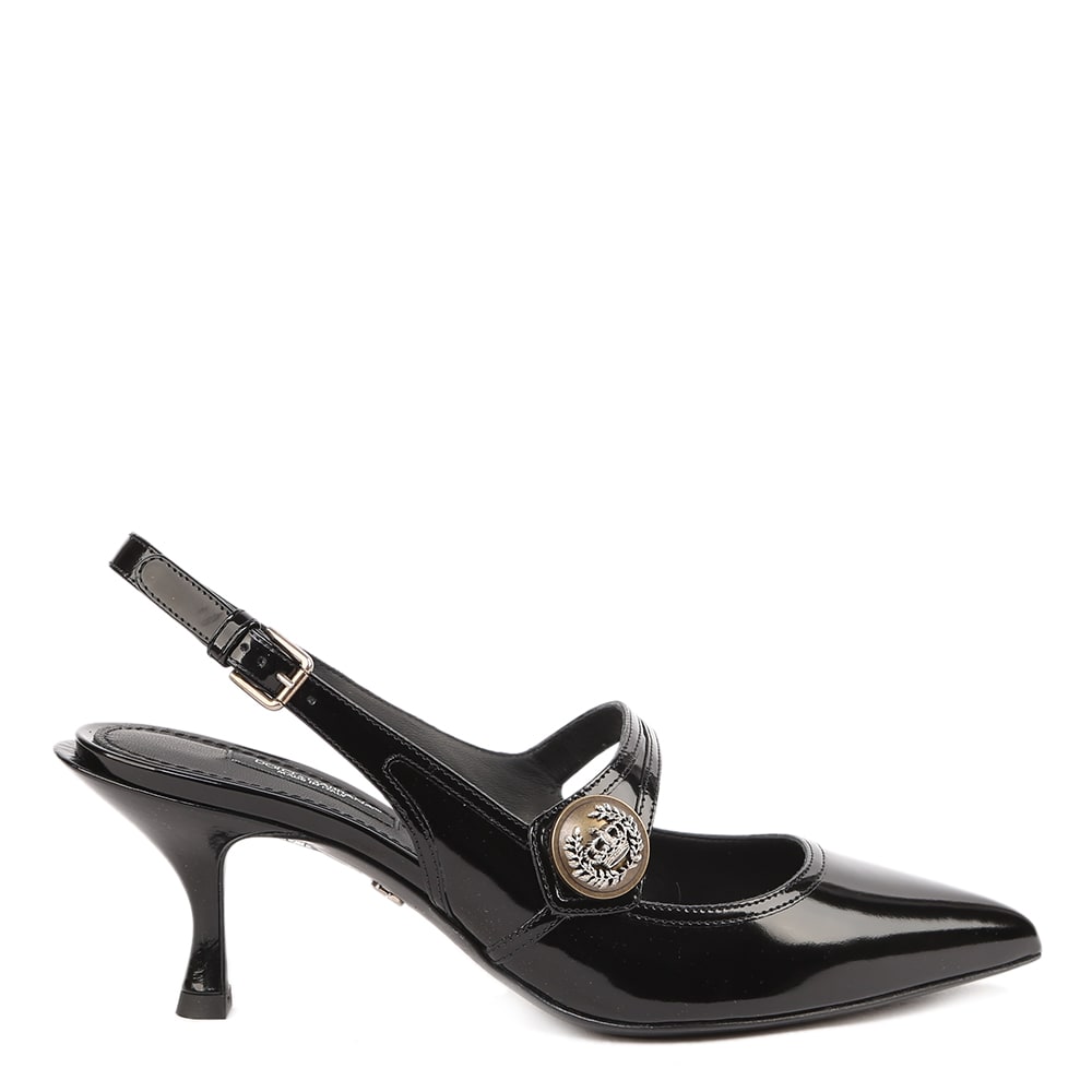 Buy Dolce & Gabbana Black Patent Leather Sling Back Pumps online, shop Dolce & Gabbana shoes with free shipping