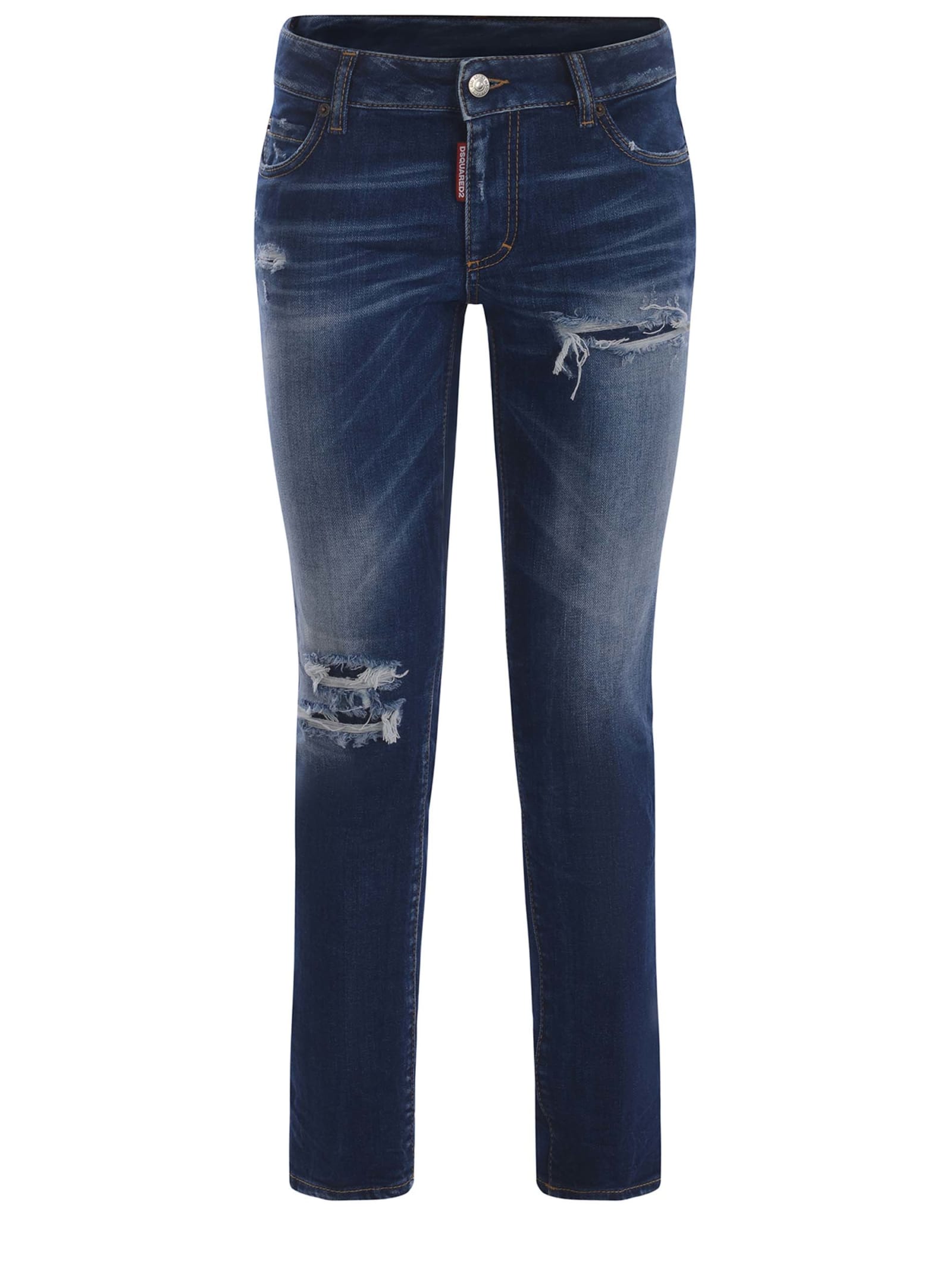 Shop Dsquared2 Jeans  Medium Waist Jennifer Made Of Denim In Denim Blu