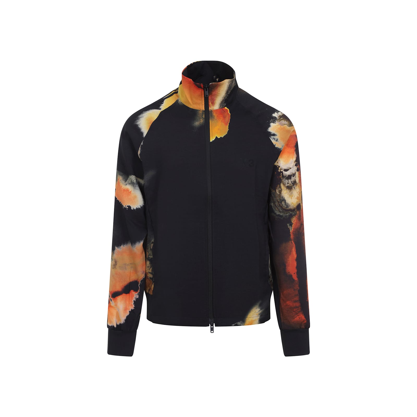Y-3 Abstract Print Long Sleeve High Collar Jacket In Black