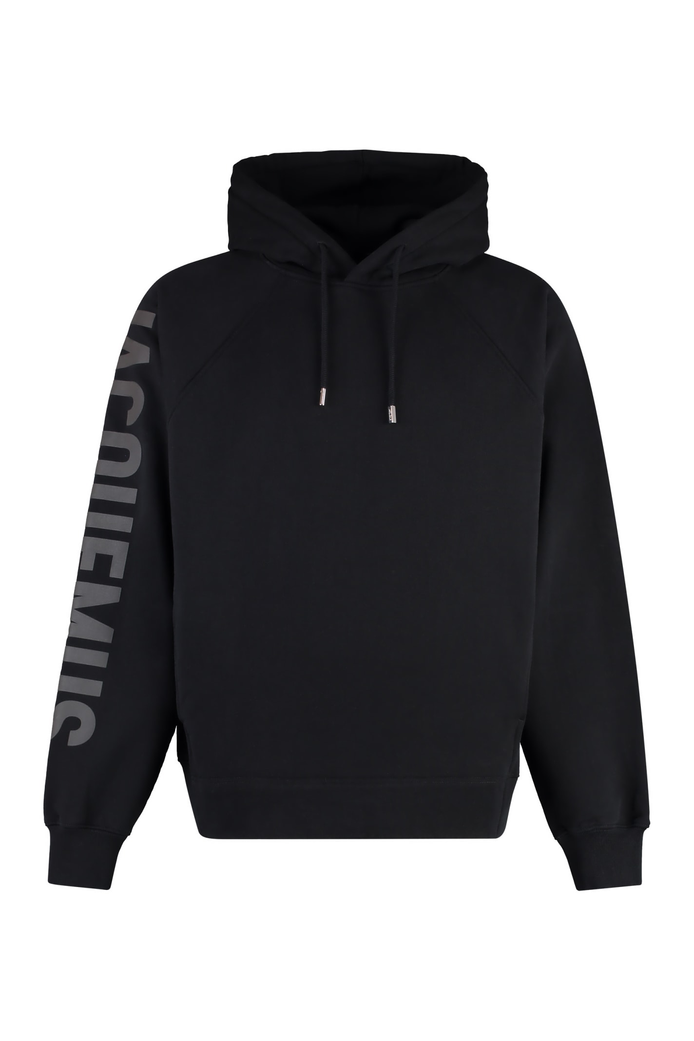 Shop Jacquemus Typo Cotton Hoodie In Black