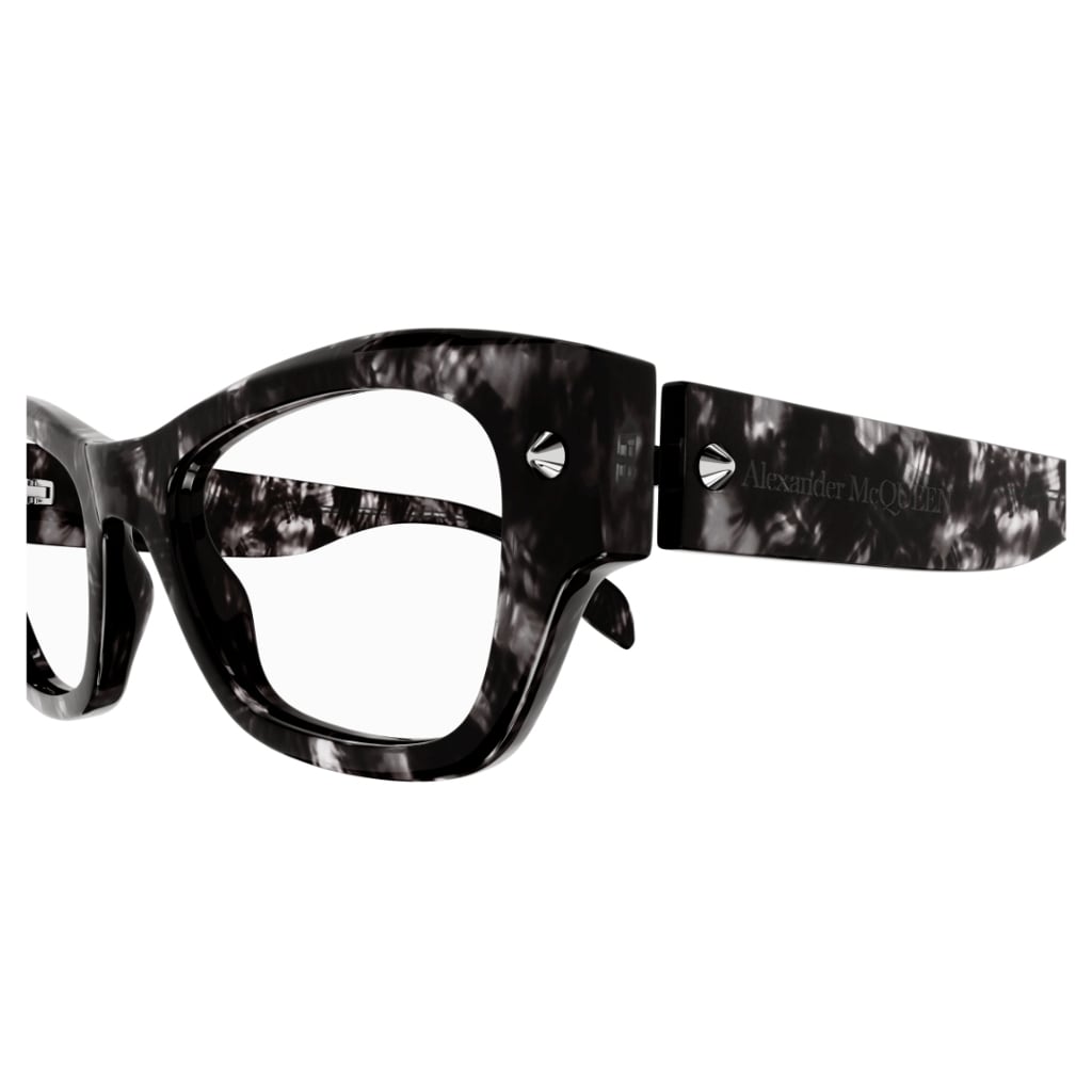 Shop Alexander Mcqueen Am0429o 003 Glasses In Havana Grey