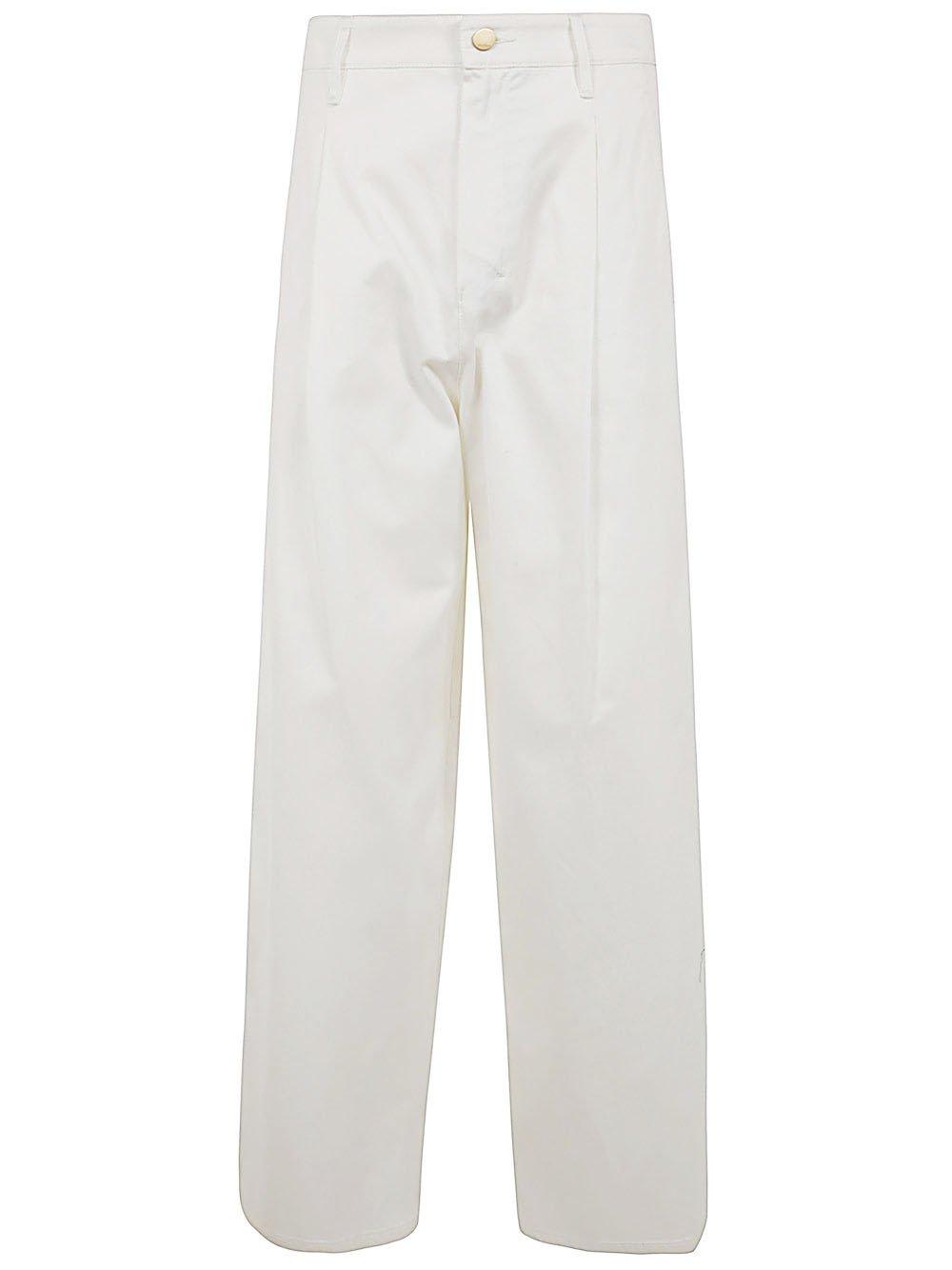 Shop 's Max Mara Button Detailed Straight Leg Pants In White