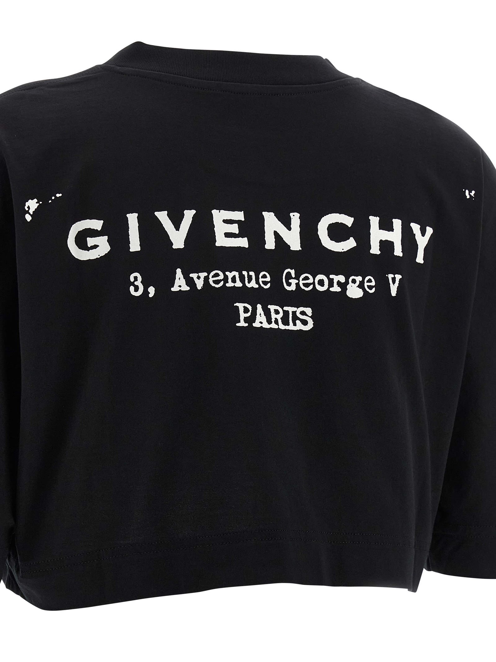 Givenchy Cropped Fit T-shirt In Cotton With Stamp Print Clothing In Black